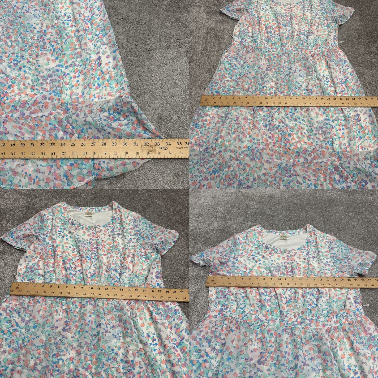 Blair Blair Sheath Dress Women L Multicolor Abstract Print Chiffon Ruffle Hem Midi Short Sleeve Size L / US 10 / IT 46 - 9 Thumbnail