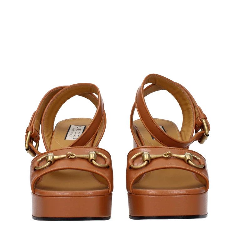Gucci ob1o1e1124 Leather Sandals in Brown Size US 10 / IT 40 - 3 Thumbnail