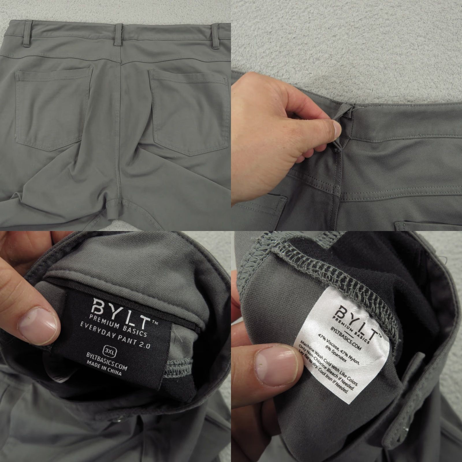 Vintage BYLT Everyday Pant 2.0 Slim Fit Gray Stretch Office Mens 40x32 3XL Size US 40 / EU 56 - 8 Thumbnail