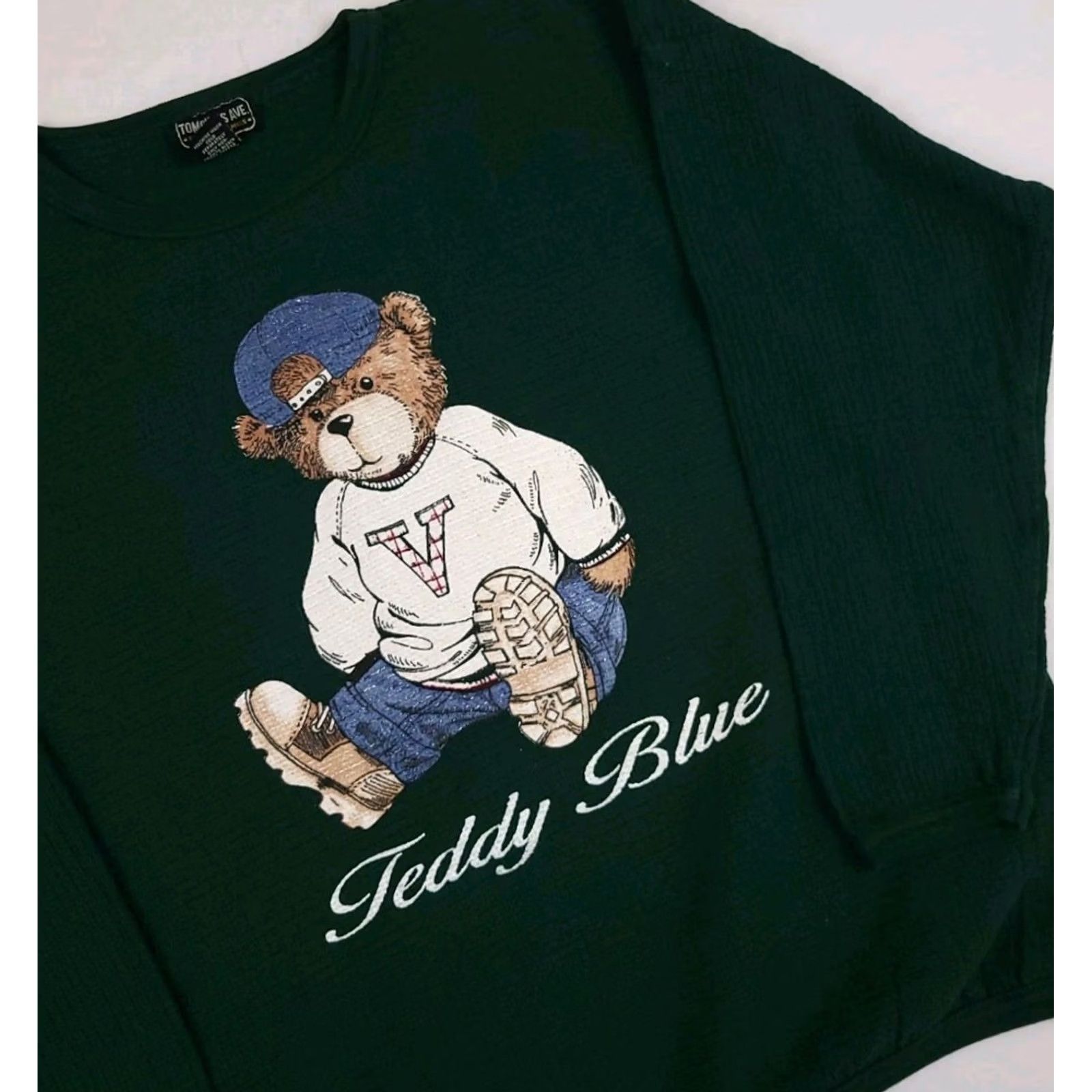 Vintage VINTAGE Tompkins Ave Sweatshirt Bear Print Blue Cotton 90s Womens L/XL Pullover Crew Neck USA Made Size L / US 10 / IT 46 - 2 Thumbnail