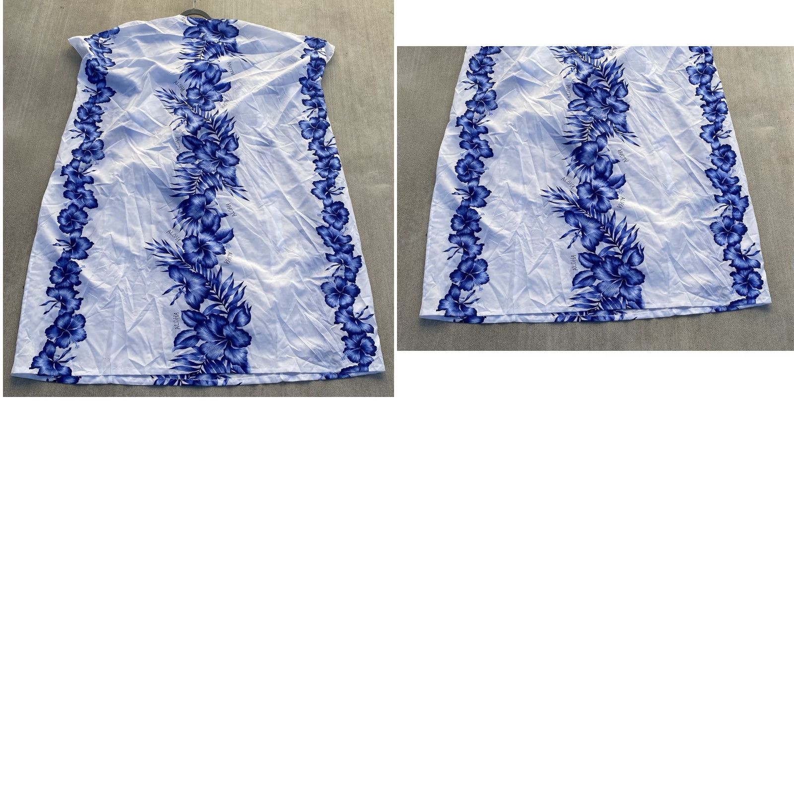 Vintage VINTAGE White Kaftan Shirt Women One Size White Blue Aloha Hawaiian Floral Tiki Casual Dress Size ONE SIZE - 10 Thumbnail