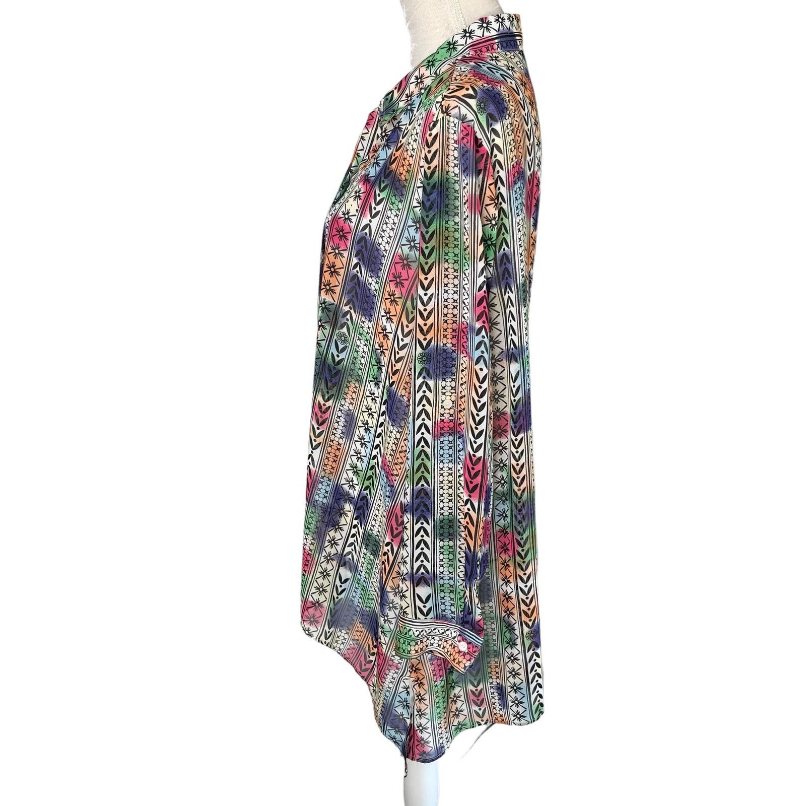 Other Peck & Peck Retro Button Down Blouse XL Semi Sheer Rainbow Size XL / US 12-14 / IT 48-50 - 14 Thumbnail