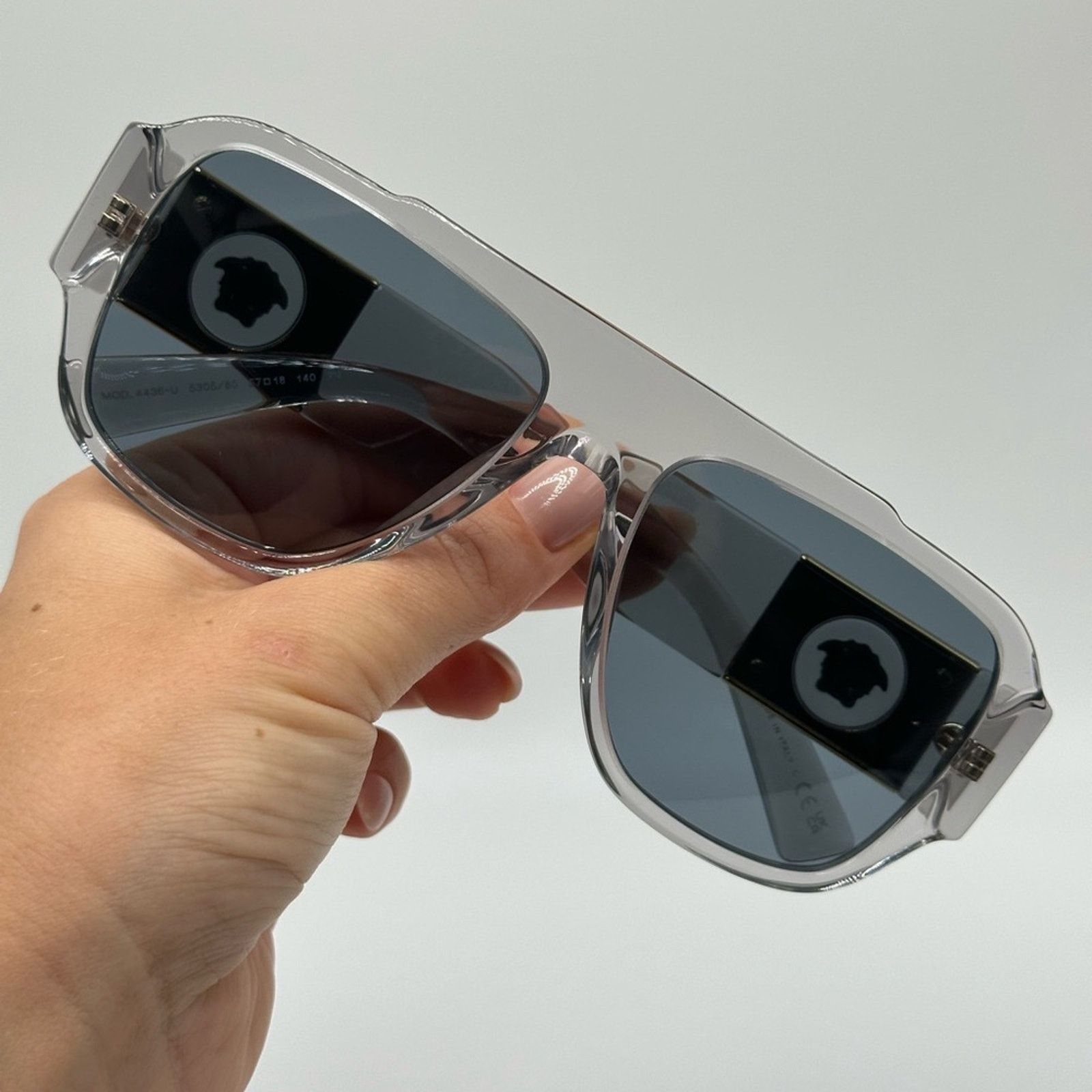 Versace NEW VERSACE VE4436U 530580 Transparent Grey Dark Blue Unisex Size ONE SIZE - 8 Thumbnail