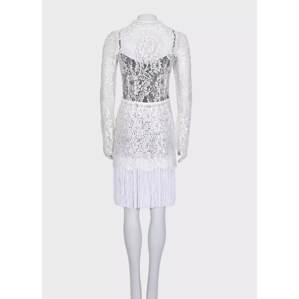 Dolce & Gabbana NWOT Dolce & Gabbana White Lace High Collar Dress IT40 S Size S / US 4 / IT 40 - 3 Thumbnail