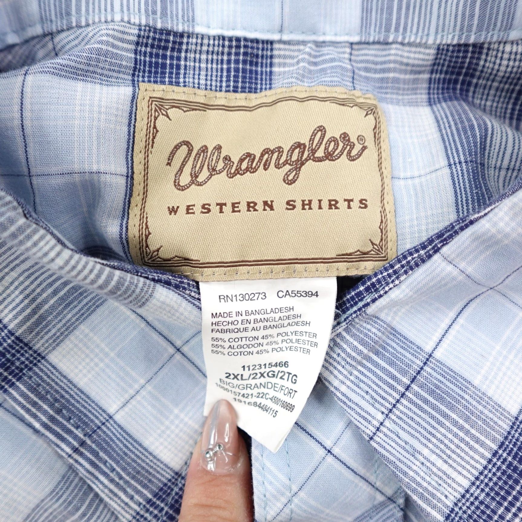 Wrangler VINTAGE Wrangler Shirt Men 2XL Blue Plaid Western Pearl Snap Rodeo Ranch Cowboy Frontier Size US XXL / EU 58 / 5 - 6 Thumbnail
