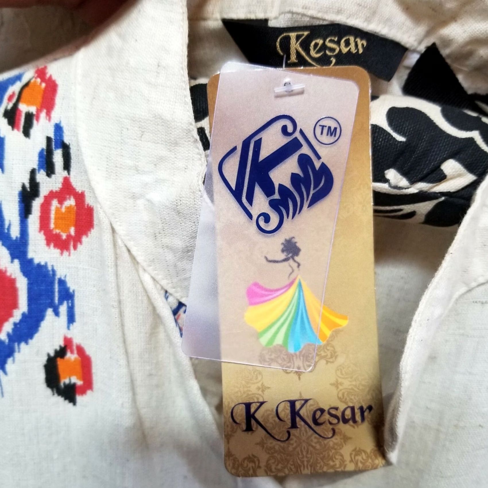 Vintage Kesar Womens Button-Down Shirt Dress Collared Midi Abstract White L Size L / US 10 / IT 46 - 3 Thumbnail