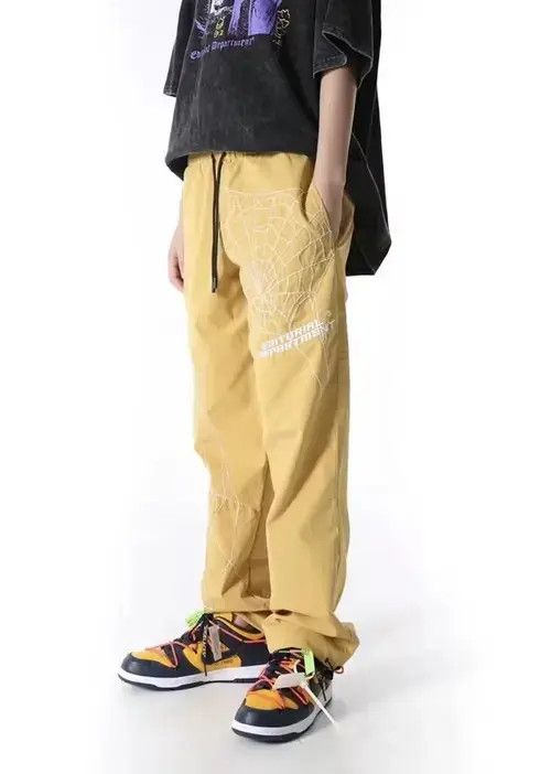 Jean Nylon Spider Web Embroidered Track Pants Size US 32 / EU 48 - 2 Thumbnail