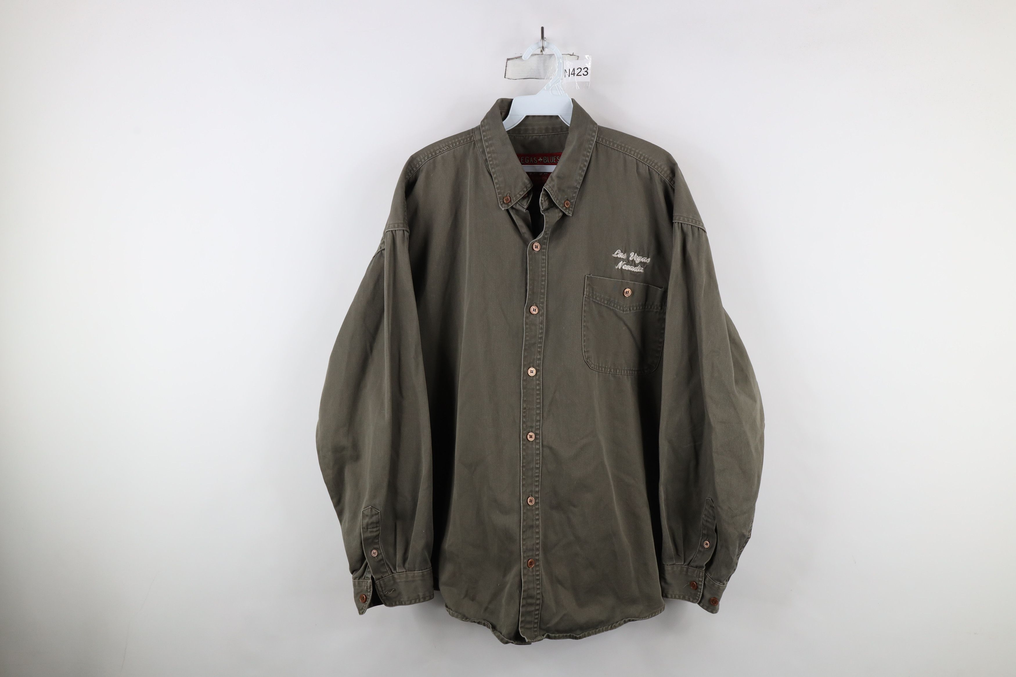 Vintage Vintage 90s Streetwear Las Vegas Nevada Button Shirt Green Size US XL / EU 56 / 4 - 1 Thumbnail