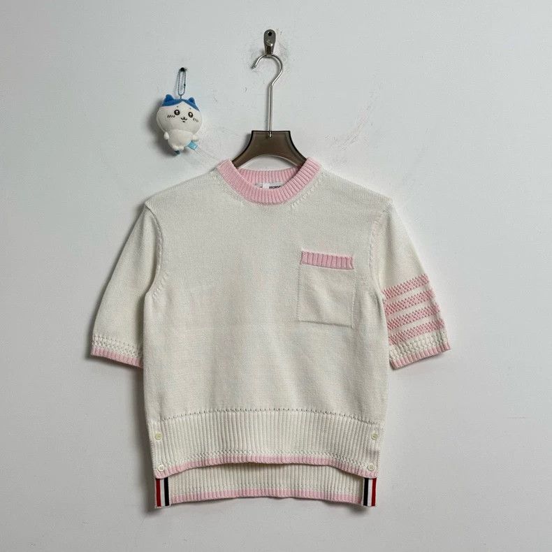 Thom Browne Thom Browne Pink Stripe Knit Short Sleeve - dmc Size US M / EU 48-50 / 2 - 1 Thumbnail
