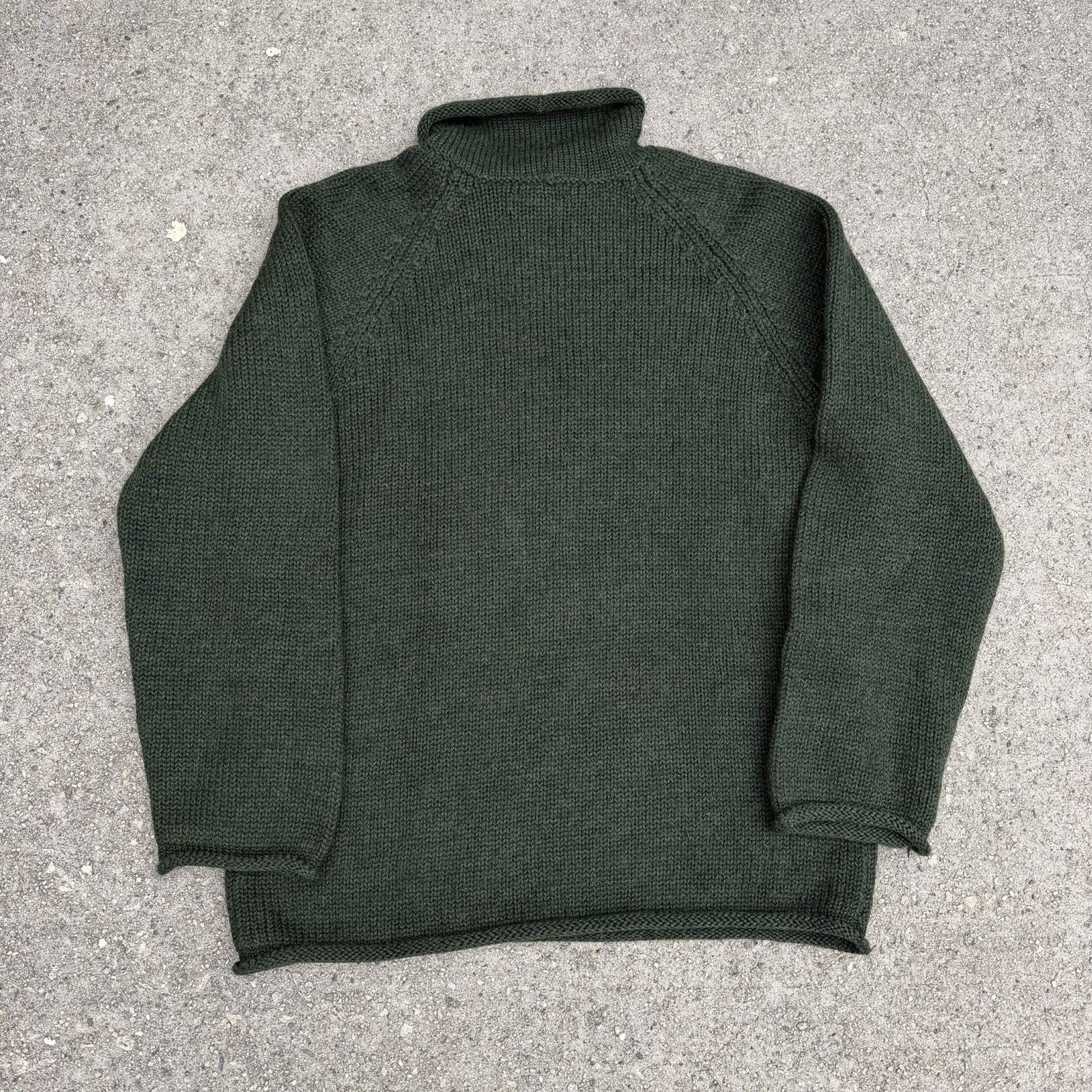 J.Crew × Vintage Vintage J Crew Oarsman Roll Neck Green Wool Knit Sweater Size US M / EU 48-50 / 2 - 2 Thumbnail