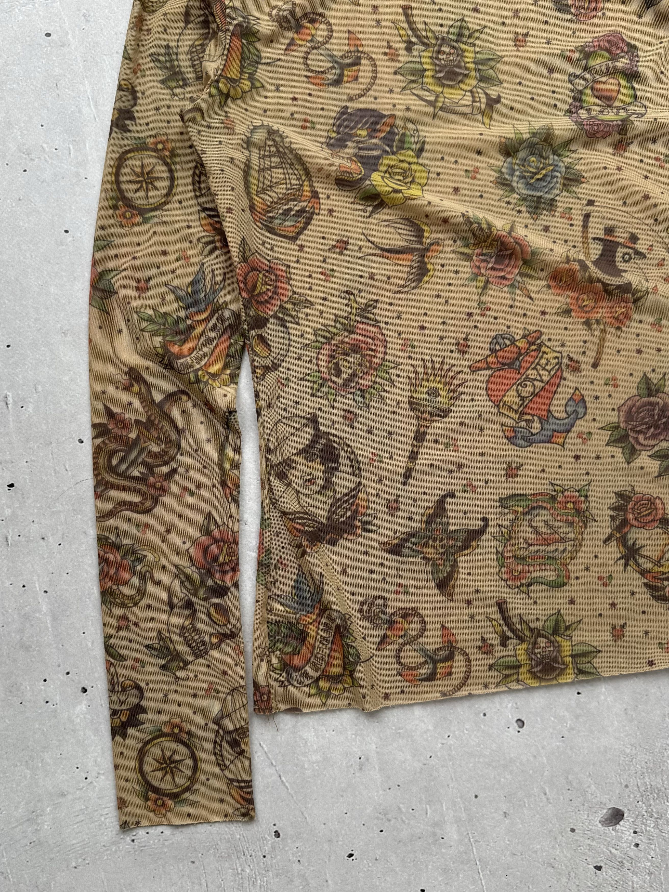 Jean Paul Gaultier × Vintage Vintage Mesh Printed Long Sleeve Gaultier Style Size S / US 4 / IT 40 - 8 Thumbnail