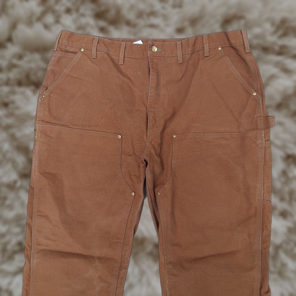 VINTAGE Carhartt Double Knee Canvas Carpenter Work Pants Brown 46x30 Mens Pants