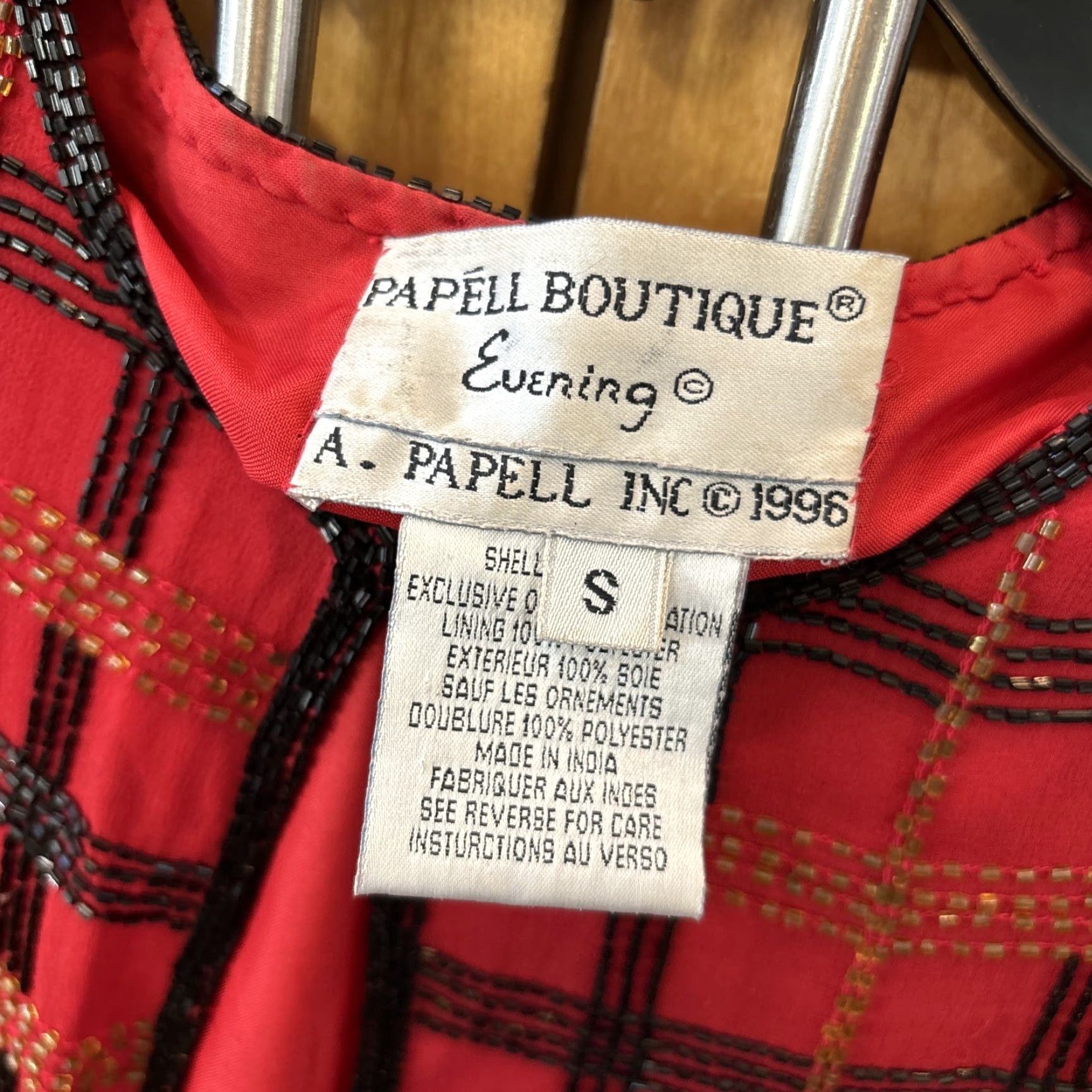 Vintage VINTAGE Papell Boutique Silk Long Sleeve Jacket Beaded Red Black Lined S Size S / US 4 / IT 40 - 3 Thumbnail