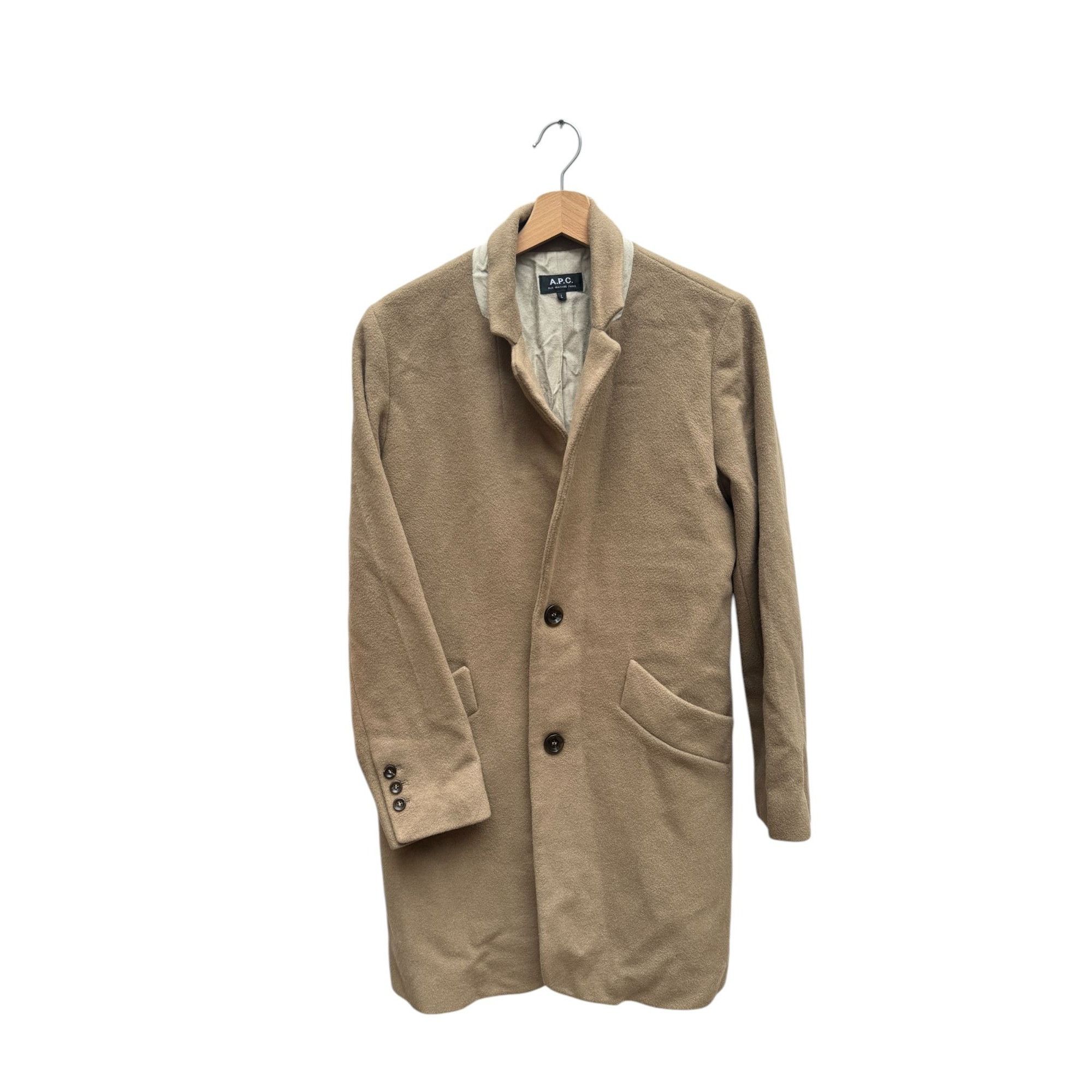 A.P.C. A.P.C. Beige Wool Coat Size L Women APC Size L / US 10 / IT 46 - 2 Thumbnail