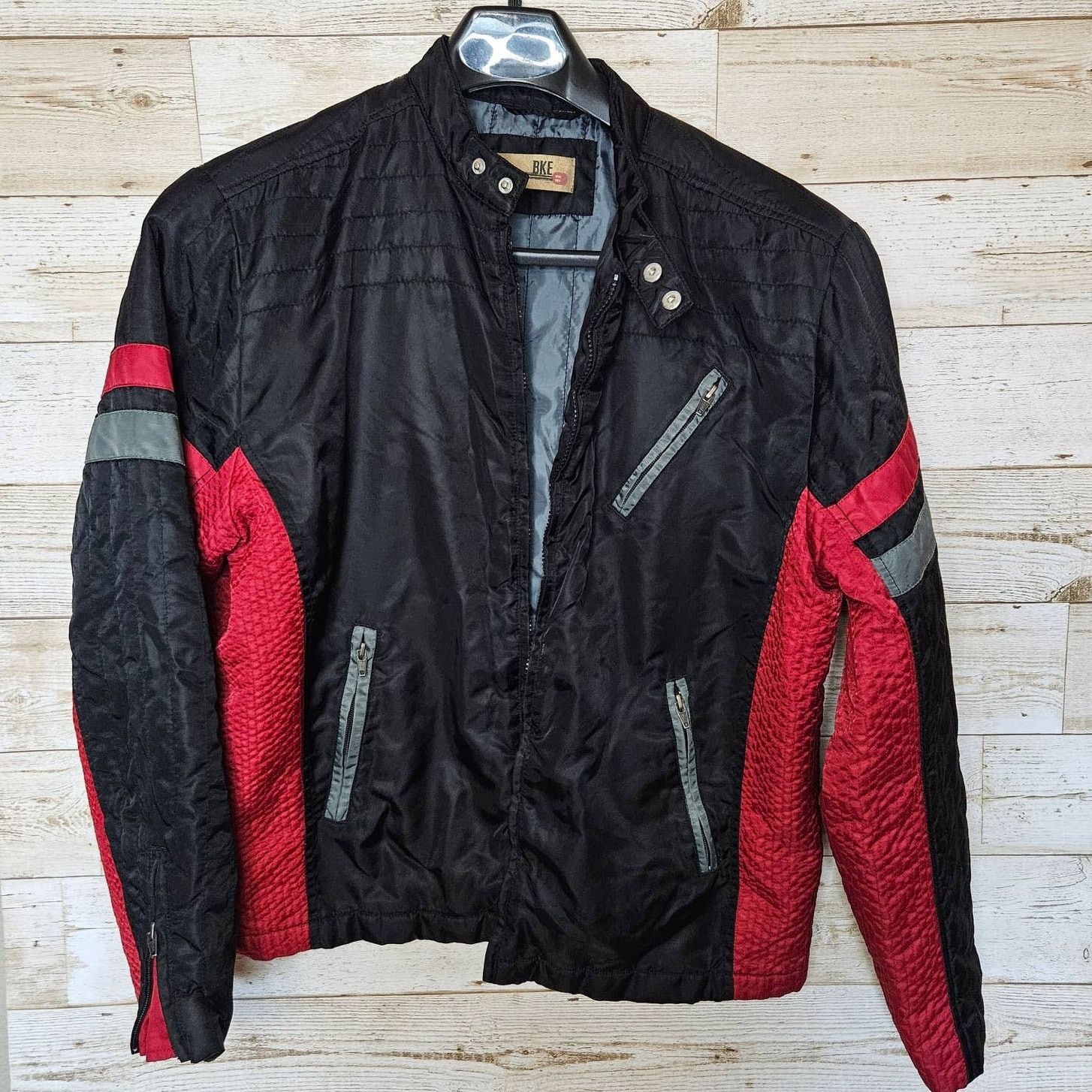 BKE Quilted Moto Bomber Jacket Y2K Quilted Biker