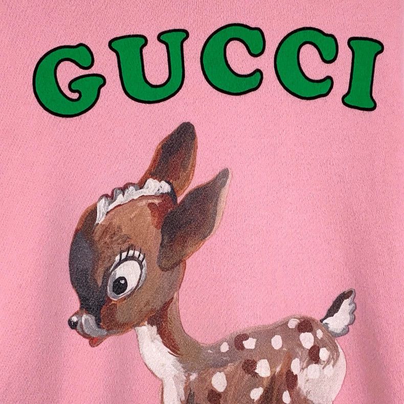 Gucci Gucci Pink deer letter printed cotton round-neck long-slee Size S / US 4 / IT 40 - 4 Thumbnail