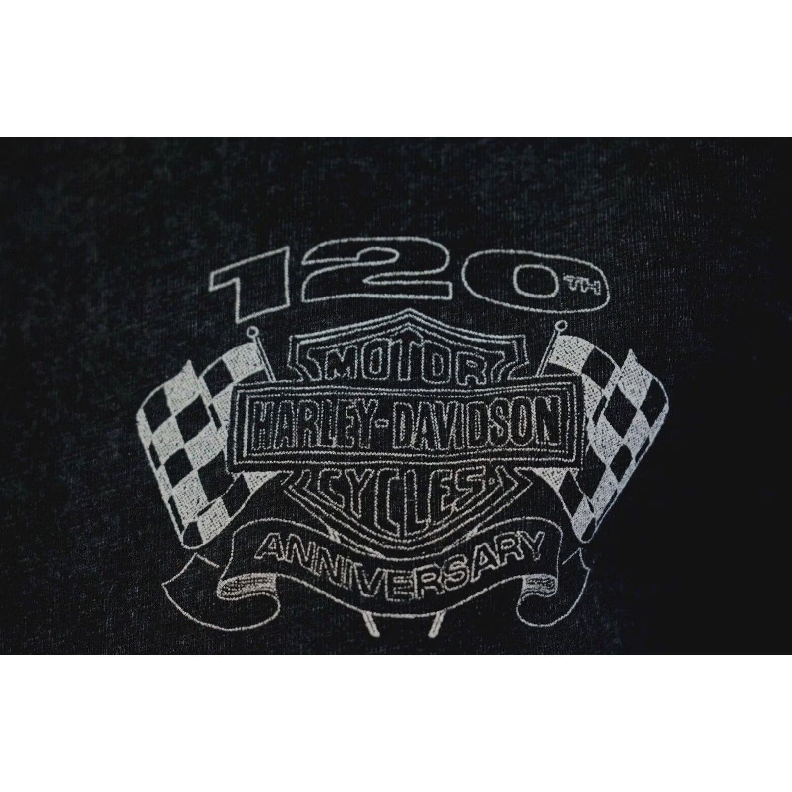 Harley Davidson Harley-Davidson Women's T-Shirt Black 120th Anniversary Racing Flag S Size S / US 4 / IT 40 - 4 Thumbnail