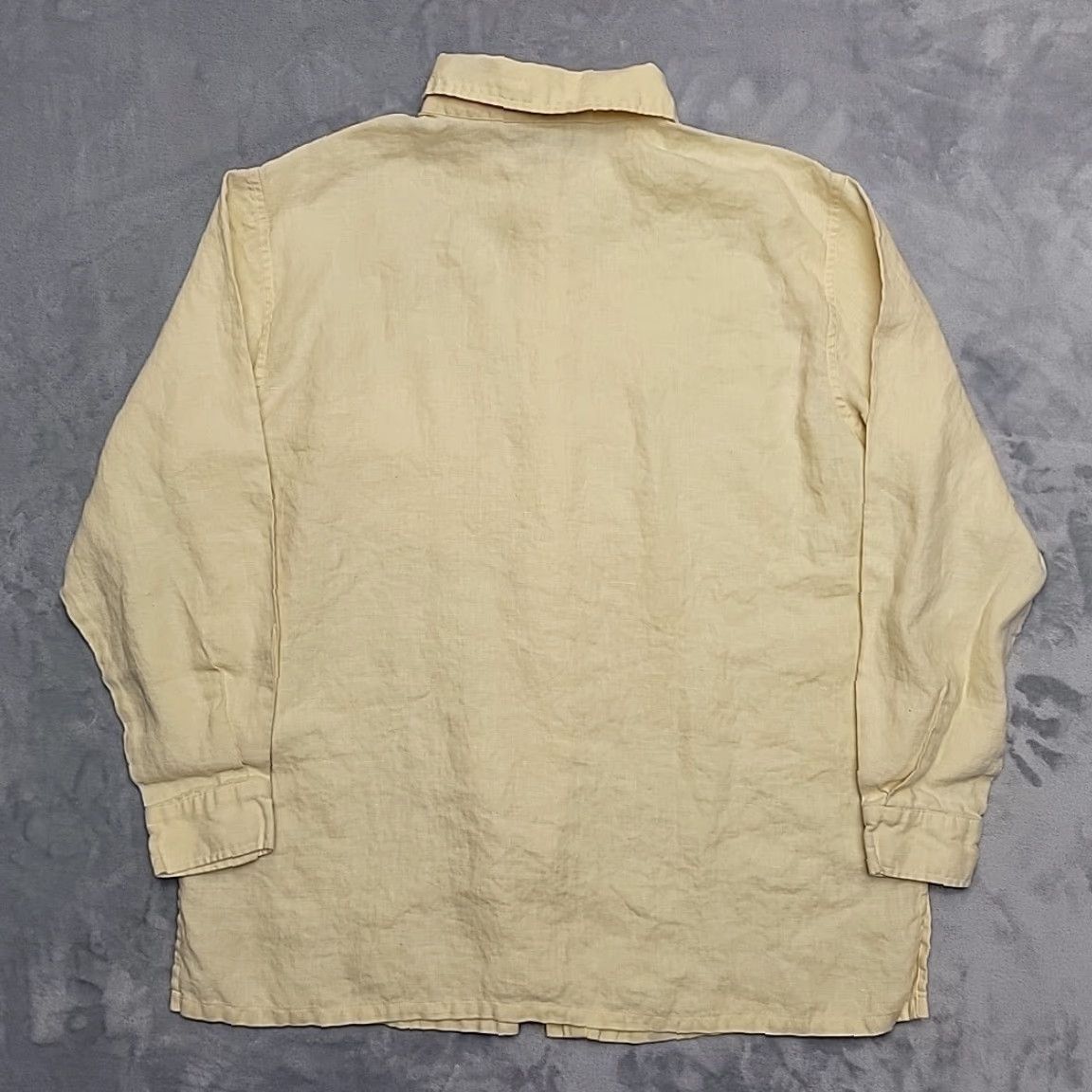 Vintage Real Comfort Shirt Womens L Yellow 100% Linen Button Front Coastal Minimalist Shirt Women L Yellow Linen Button-Up Coastal Casual Size L / US 10 / IT 46 - 3 Thumbnail