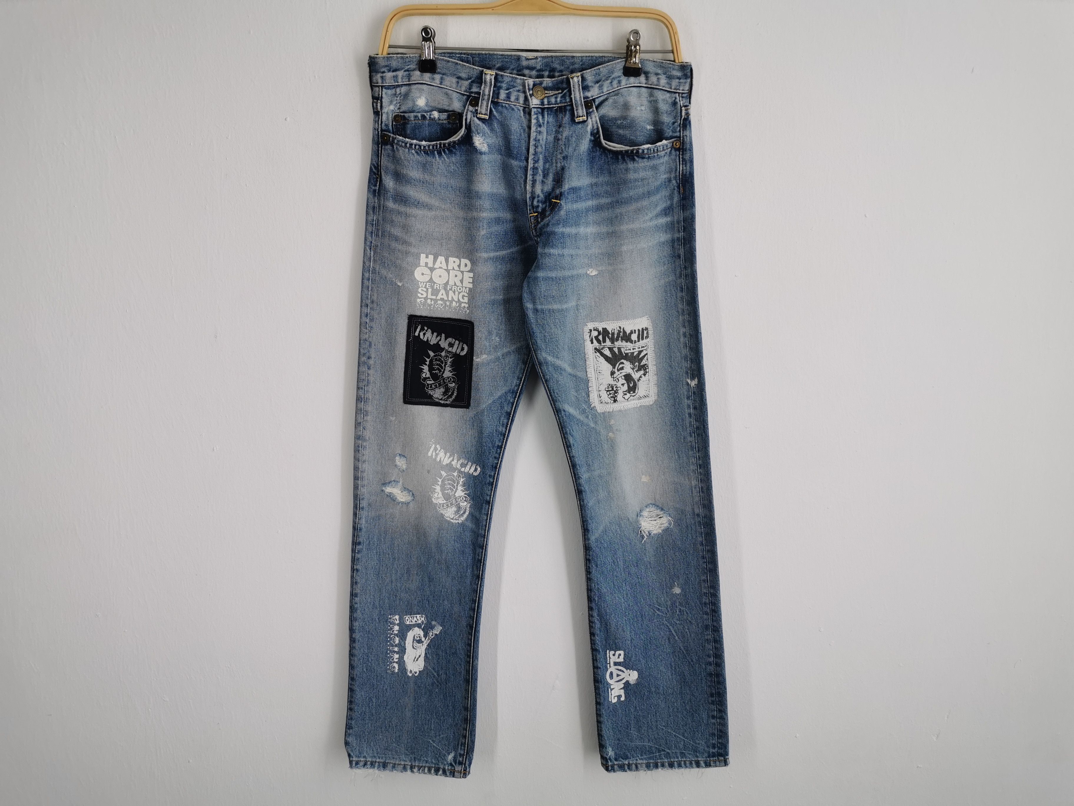 Band Tees × Vintage Distressed Vintage 90's RNA X Rancid Slang From Chaos Denim Size US 32 / EU 48 - 2 Thumbnail