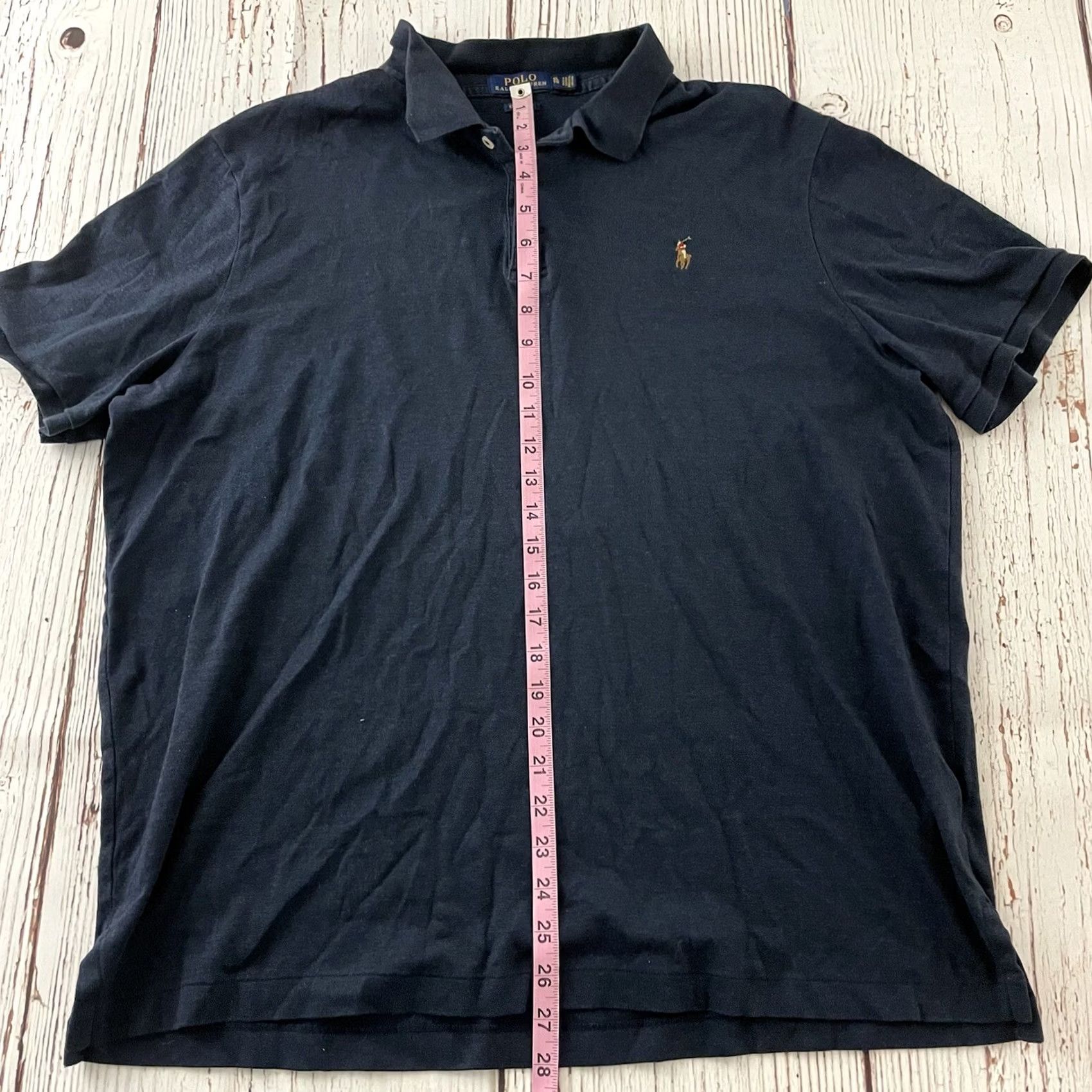 Vintage Polo Shirt Polo Ralph Classic Fit Short Sleeve XL Solid Dark Blue Mens Size US XL / EU 56 / 4 - 5 Thumbnail