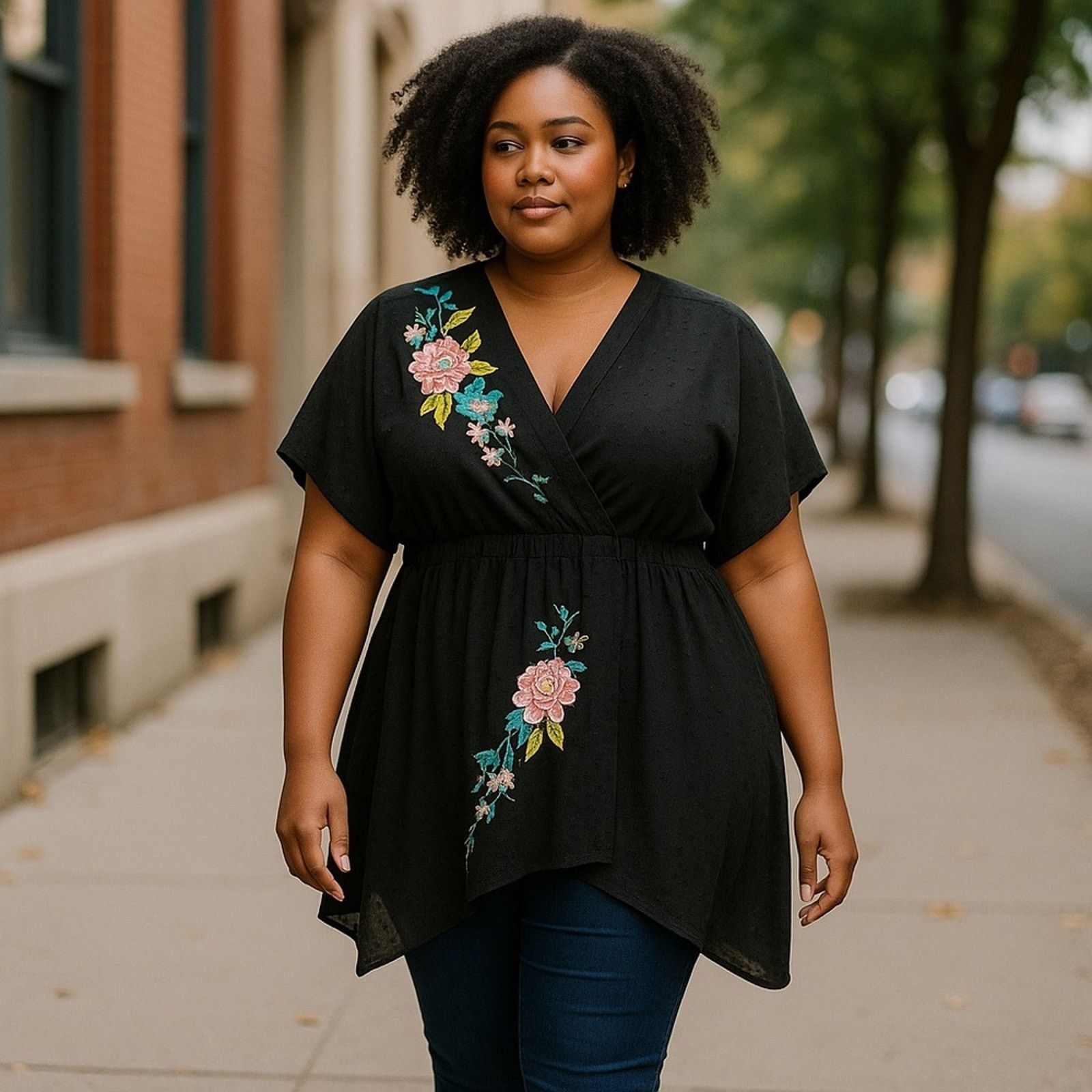 Other Torrid Black Asymmetrical Flutter Sleeve Blouse Swiss Dot 2X Size XXL / US 16-18 / IT 52-54 - 2 Thumbnail