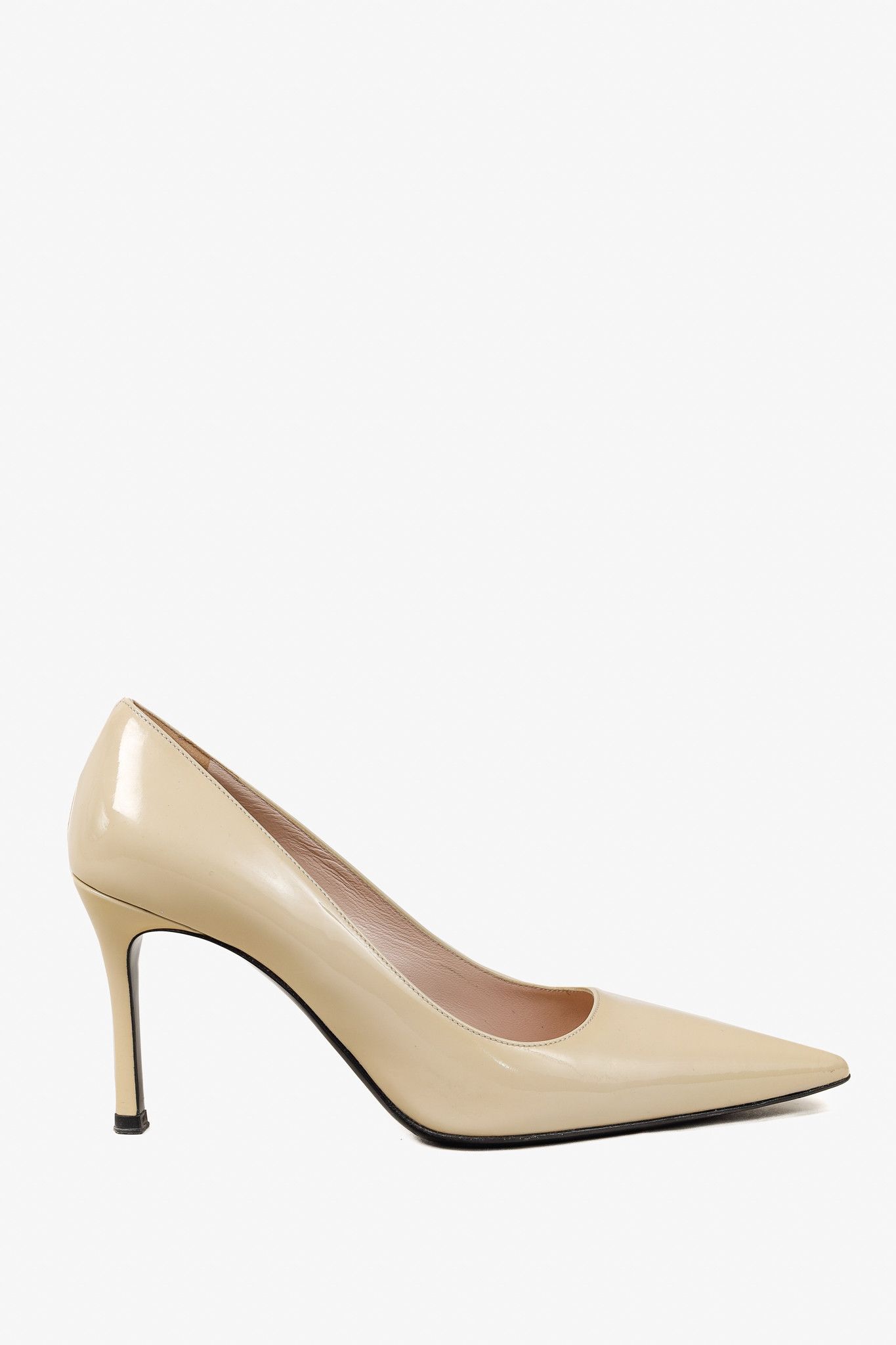 Miu Miu Miu Miu Cream Vernice Leather Pointed-Toe Pumps Size US 5.5 / IT 35.5 - 1 Thumbnail