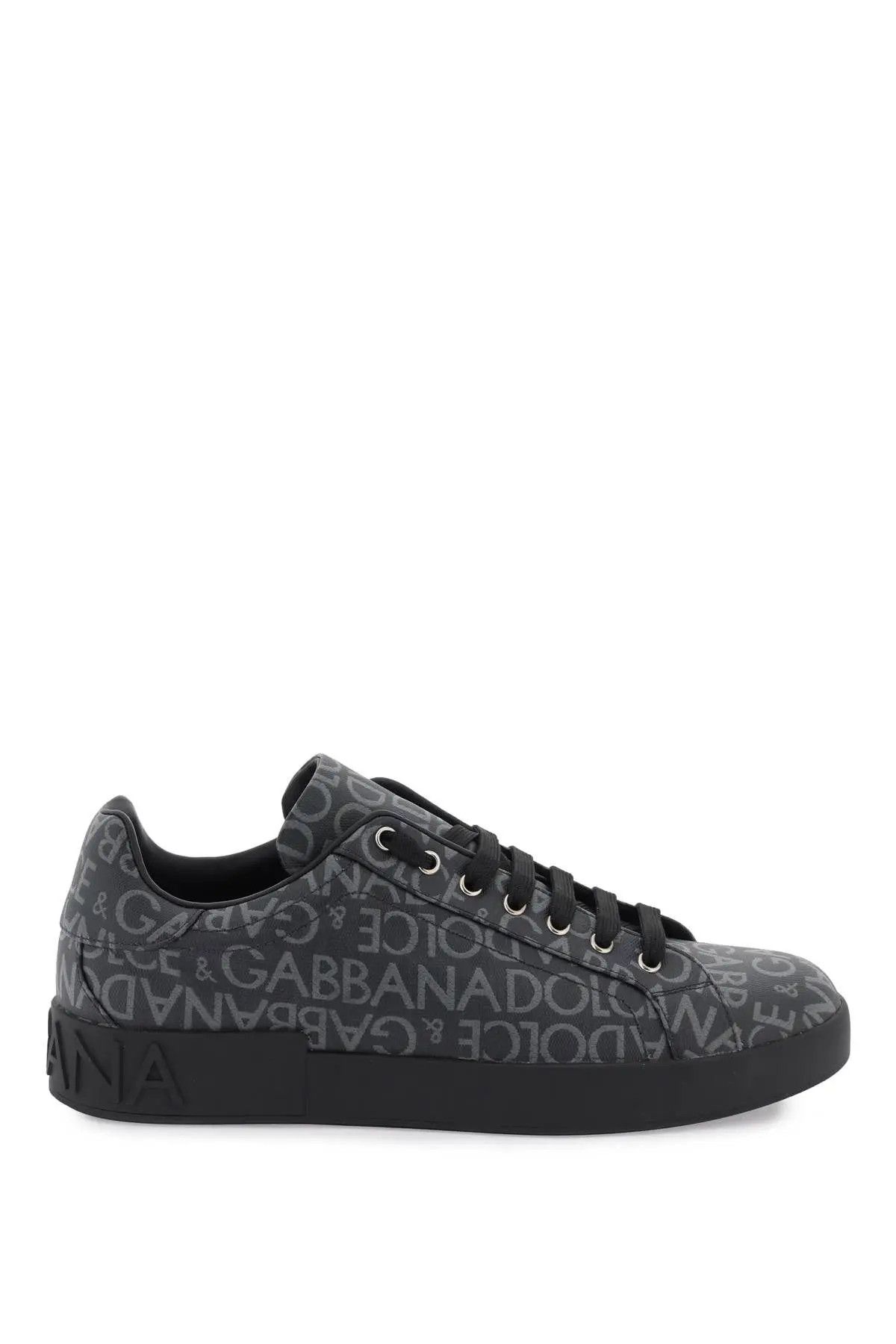 image of Dolce Gabbana O1S22I1N0224 Portofino Jacquard Sneakers In Black, Men's (Size 9)