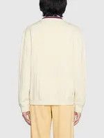 Gucci oc11z1025 Knit Cotton V-Neck Cardigan With Web in Ivory Size US XXL / EU 58 / 5 - 3 Thumbnail