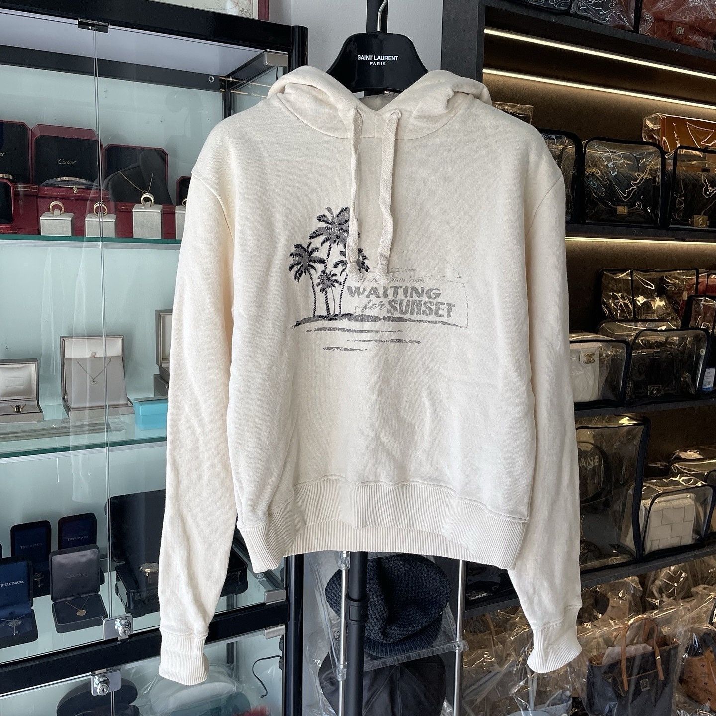 Saint Laurent Paris Saint Laurent Waiting For Sunset Hoodie Cream Size S Size US S / EU 44-46 / 1 - 1 Thumbnail