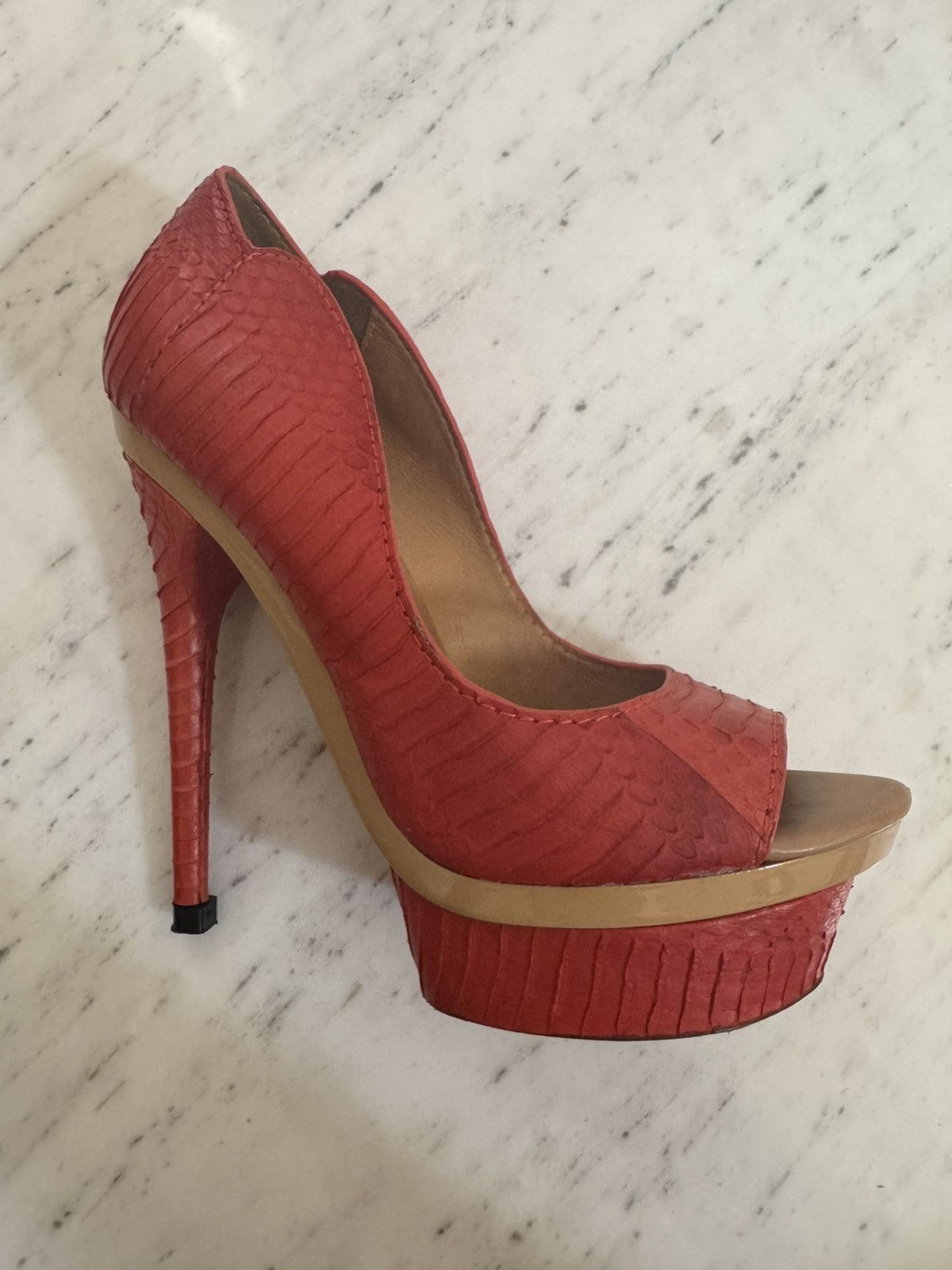 Designer × L.A.M.B. L.A.M.B leather red platform heels Size US 6.5 / IT 36.5 - 5 Thumbnail