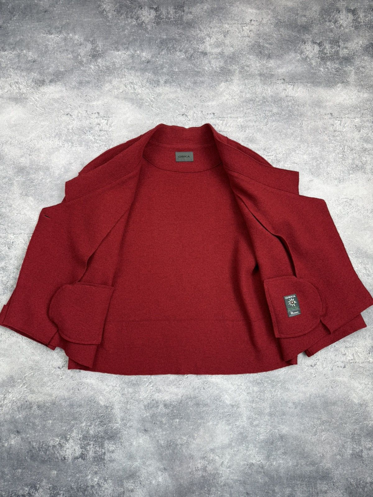 OSKA Oska Boiled Wool Coat Jacket Red Blazer Avant Garde Cardigan Size L / US 10 / IT 46 - 12 Thumbnail