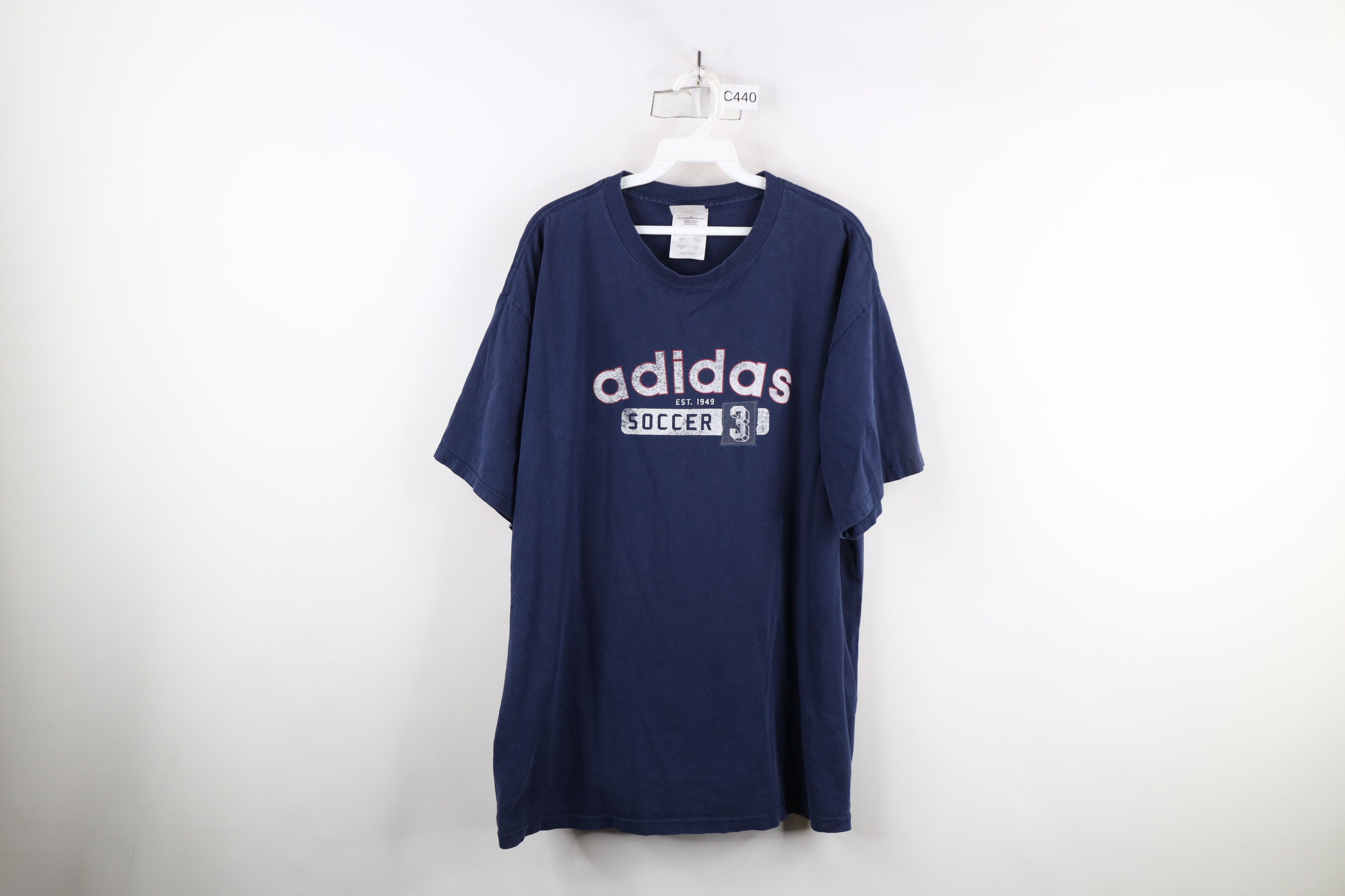 Adidas × Vintage Vintage 90s Y2K Adidas Soccer Spell Out T-Shirt Blue Cotton Size US L / EU 52-54 / 3 - 1 Thumbnail