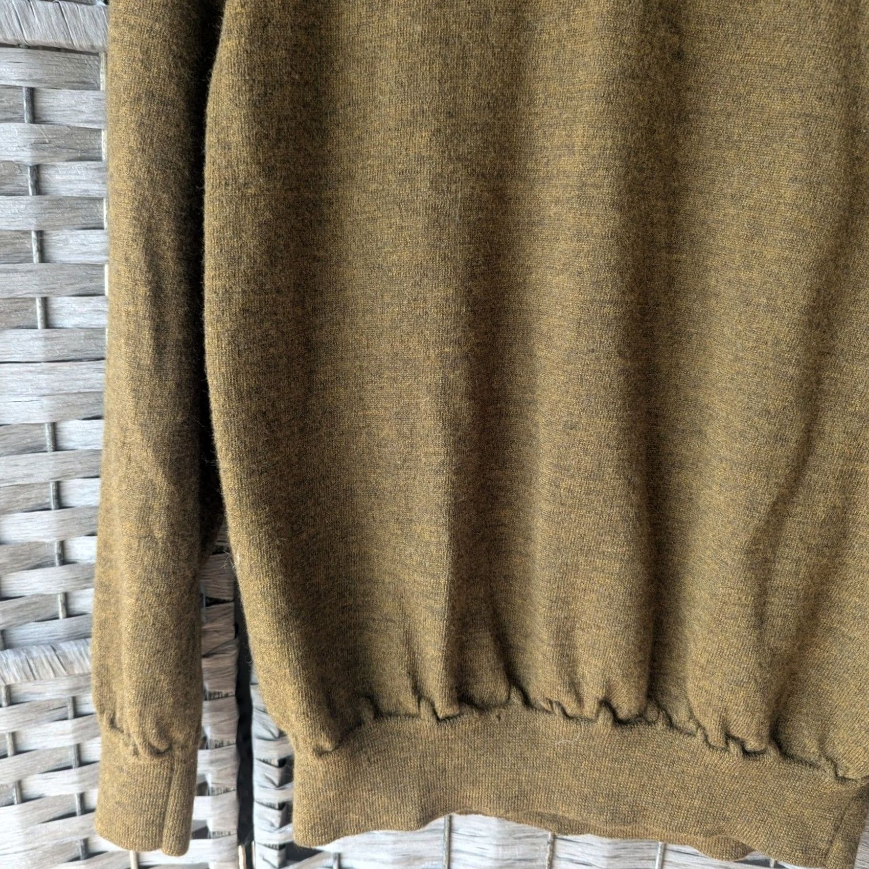 Olive Olive Brown 100% Merino Wool Long Sleeve Mock Neck Sweater Italy Womens XL Green Solid Knitted Pullover Size XL / US 12-14 / IT 48-50 - 2 Thumbnail