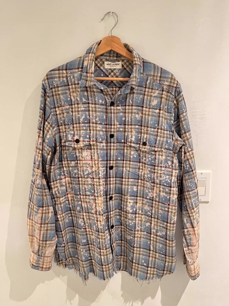 Saint Laurent Paris Saint Laurent Paris Grid damaged shirt-2506 Size US XL / EU 56 / 4 - 1 Thumbnail