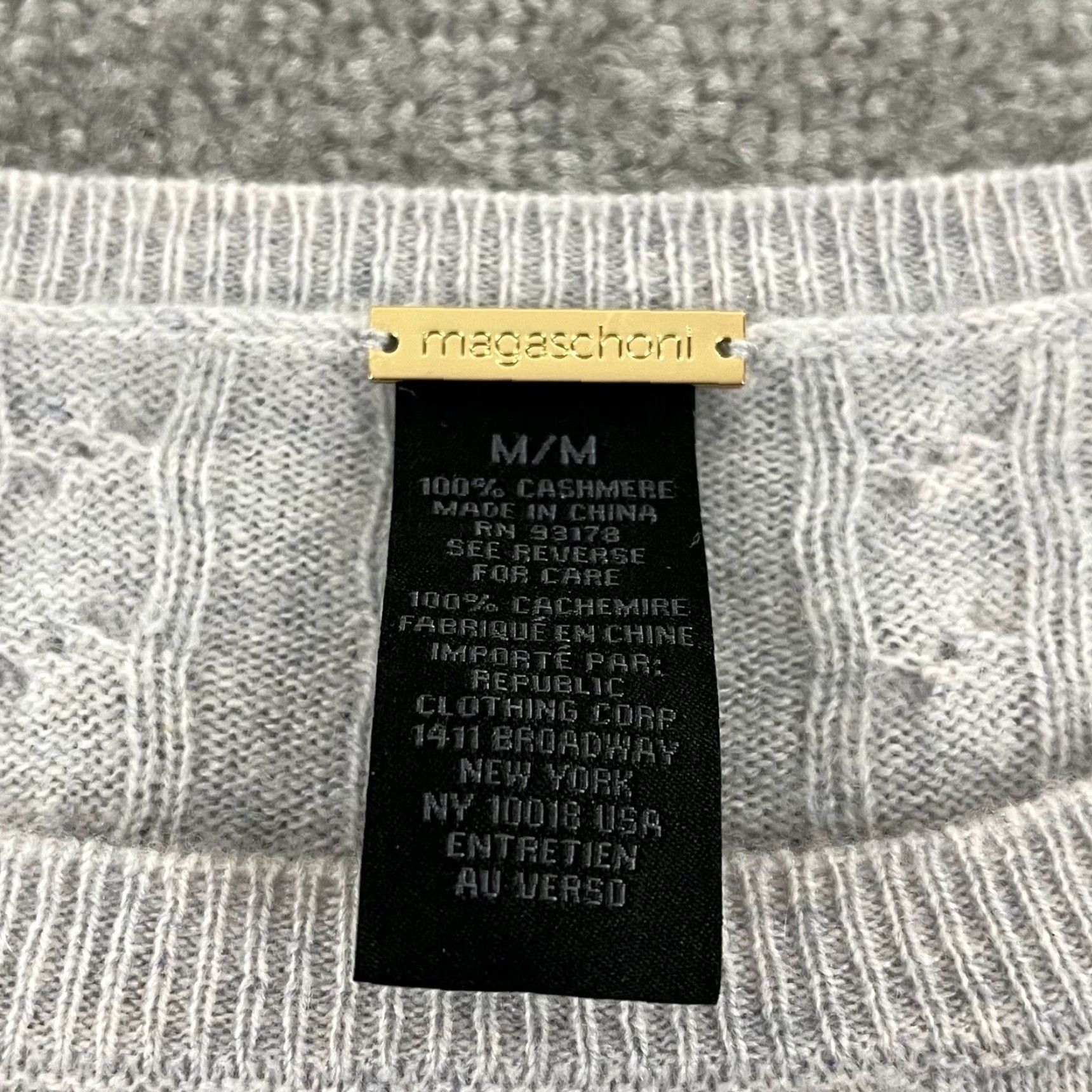 Vintage MAGASCHONI Sweater Womens Medium Blue Gray Cashmere Cable Knit Pullover Light Crew Neck Long Sleeve Size M / US 6-8 / IT 42-44 - 2 Thumbnail