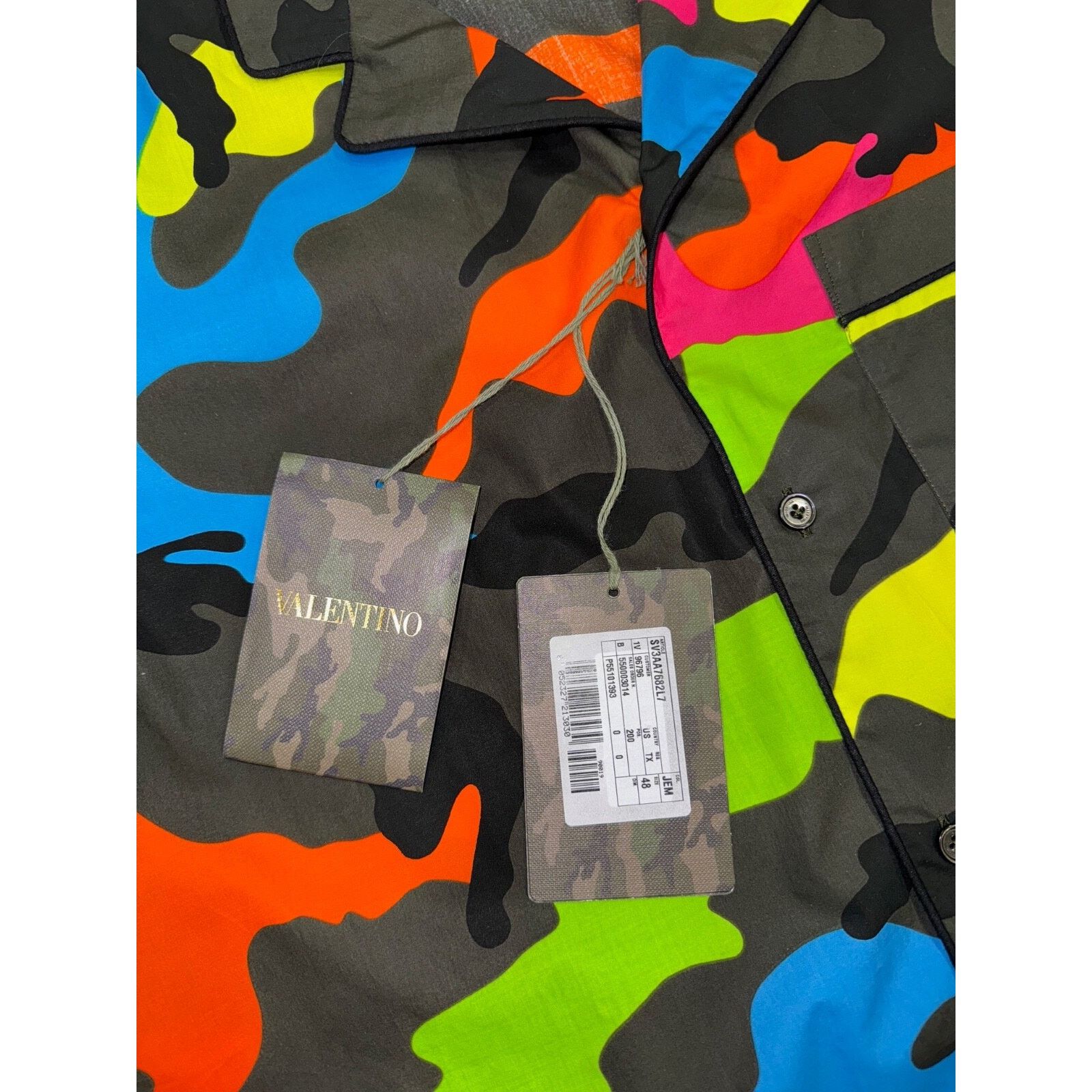 Valentino Valentino Camouflage Neon Cotton Short Sleeve Button Up Size US M / EU 48-50 / 2 - 7 Thumbnail