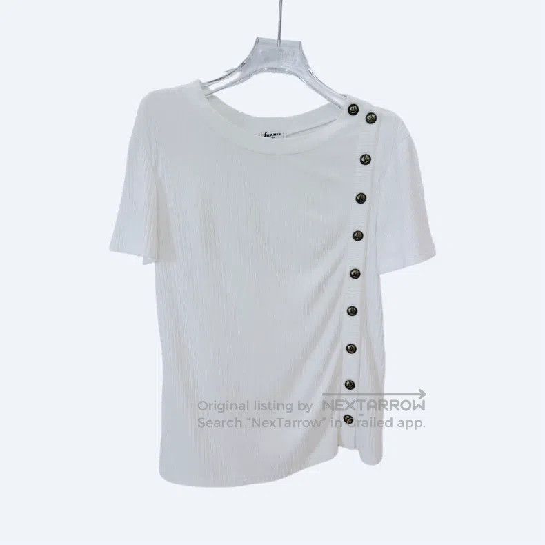 Chanel Chanel White anchor riveted round-neck short-sleeved knitt Size XXS / US 00 / IT 34 - 1 Thumbnail
