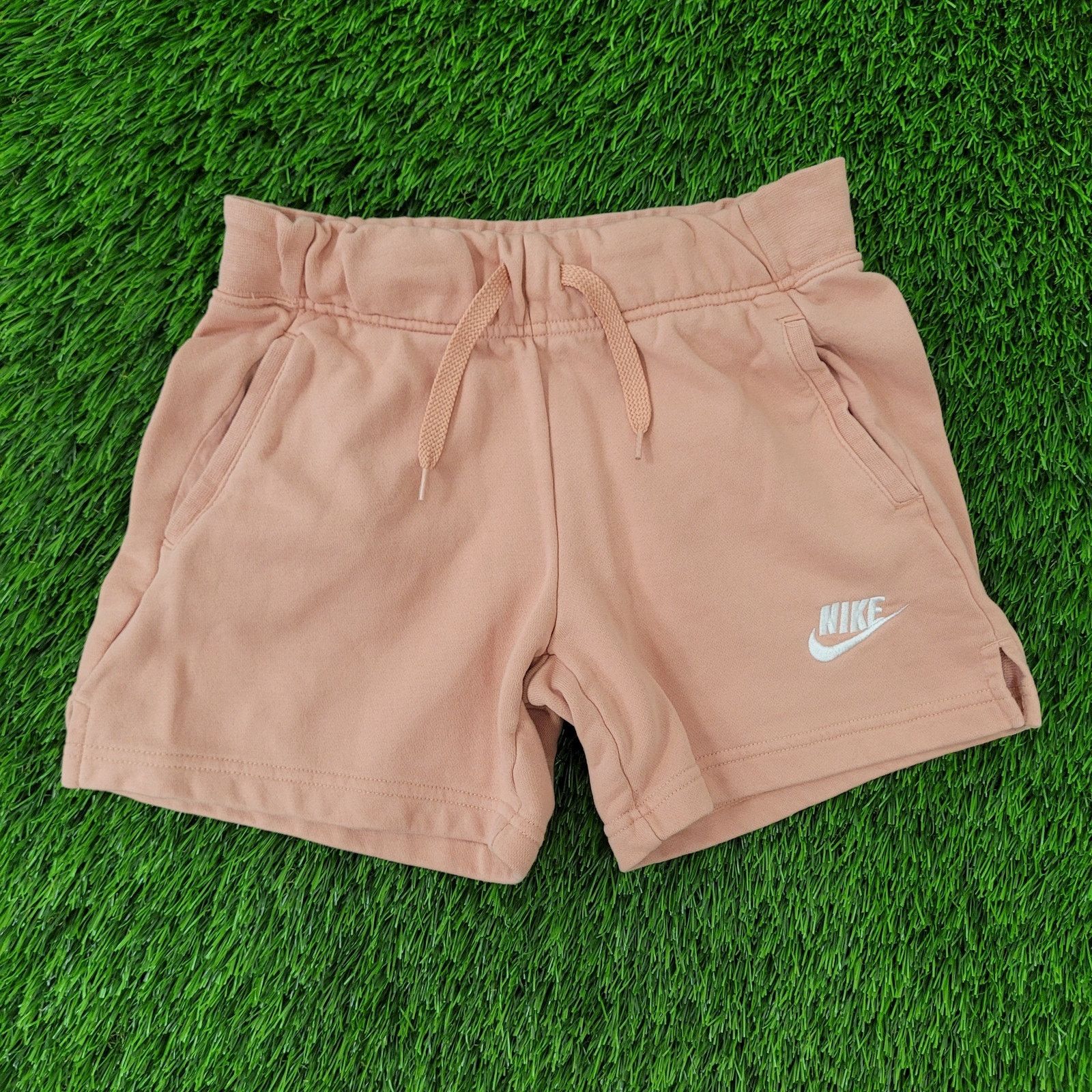 Nike NIKE Swoosh Gym Shorts Women M L Pink Peach Embroidered Logo Grailed