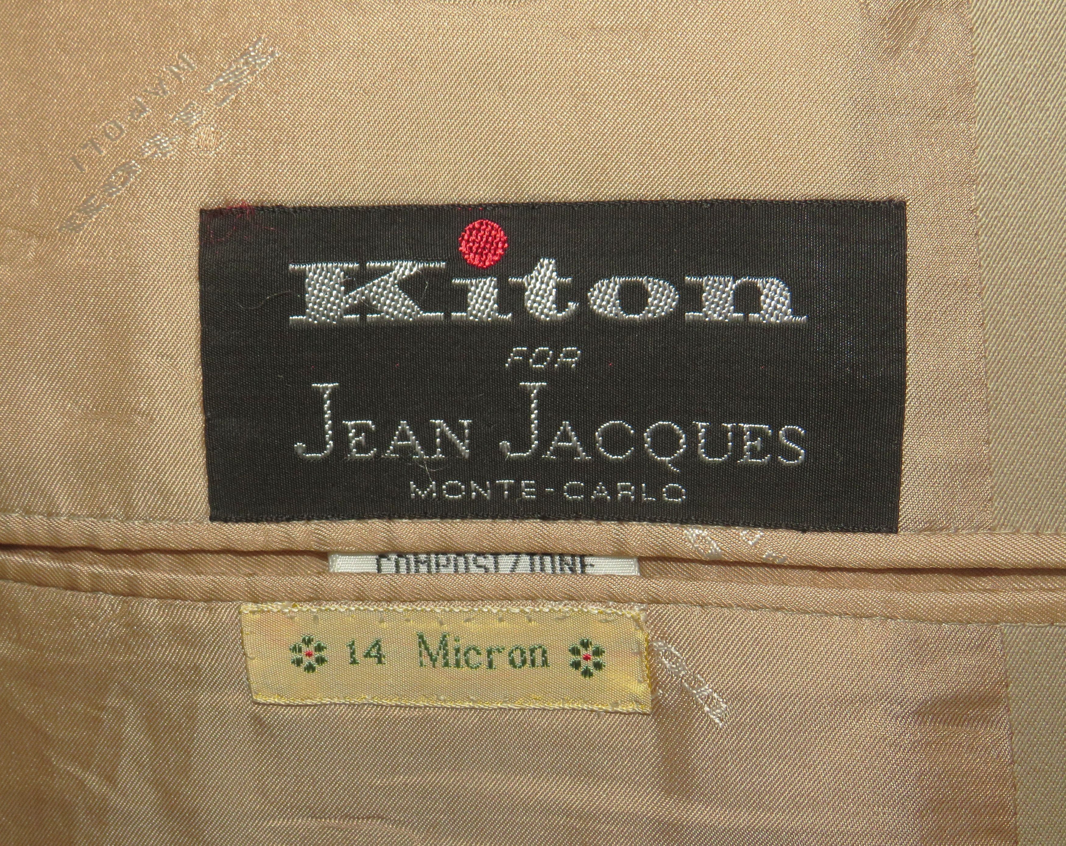 Kiton 14 Micron Blanc Blue Super 180 Solid Beige 3 Roll 2 Suit 50R Size 50R - 18 Thumbnail