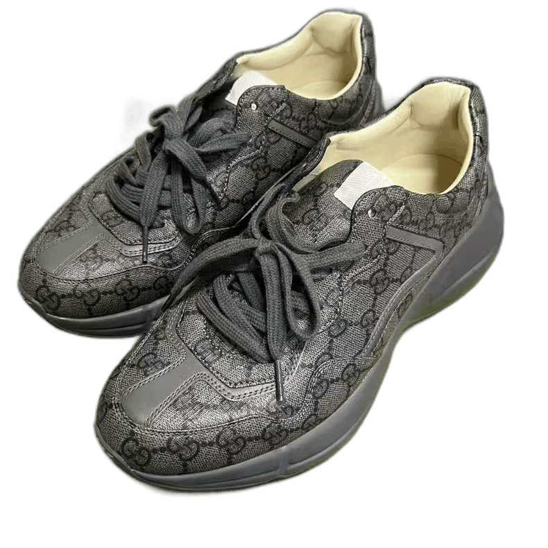 Gucci Gucci Gray Leather Low Top Sneakers Size US 8 / EU 41 - 1 Thumbnail