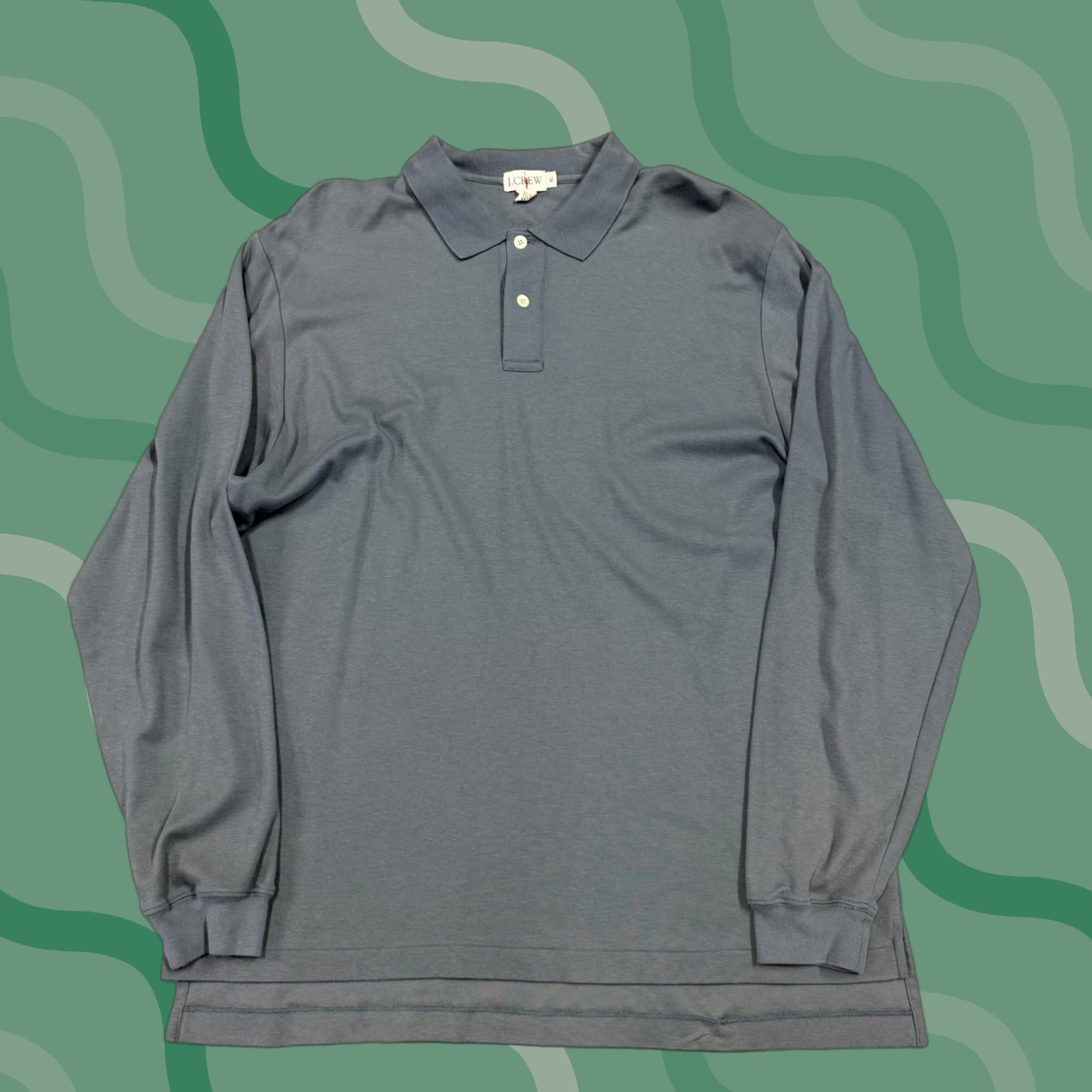 J.Crew J.Crew Polo Shirt Mens XL Gray Solid Long Sleeve Jersey Cotton Knit Casual Size US XL / EU 56 / 4 - 1 Thumbnail