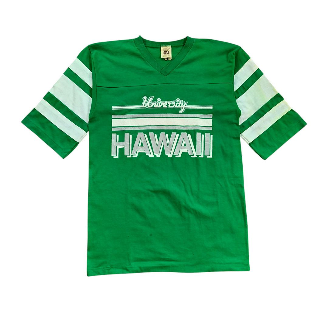 Vtg 80s Logo 7 University Hawaii Stirpe 3/4 Sleeve