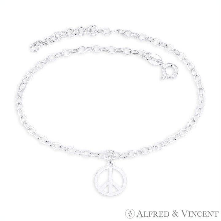 Other 12mm Peace Sign & 2.5mm Flat Cable Link Chain Charm Anklet Size ONE SIZE - 1 Preview