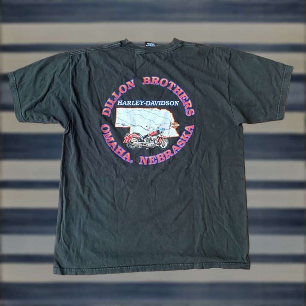 Harley Davidson VINTAGE Harley-Davidson T-Shirt XL Black Crew Neck Long Sleeve USA Biker Grunge 2000s Flame Double-Sided Logo Men Shirts Size US XL / EU 56 / 4 - 1 Thumbnail