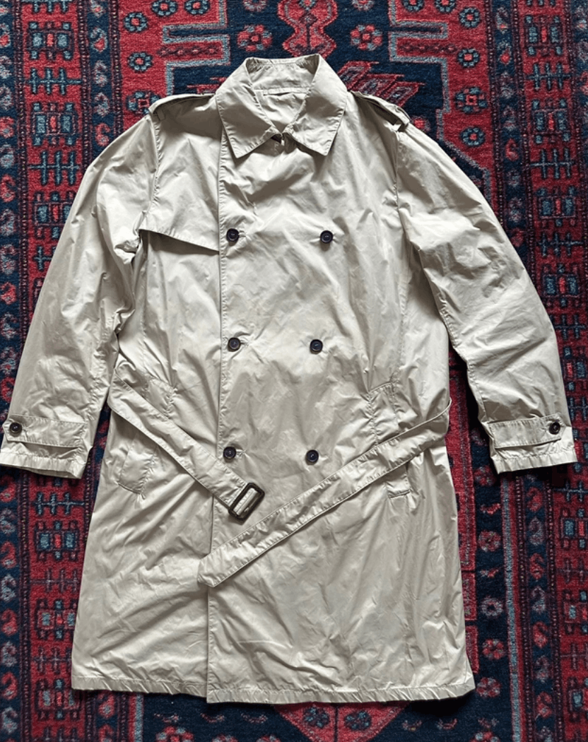 Prada Prada Jacket Trench Nylon Coat Beige Vintage Red Tab Size US L / EU 52-54 / 3 - 1 Thumbnail