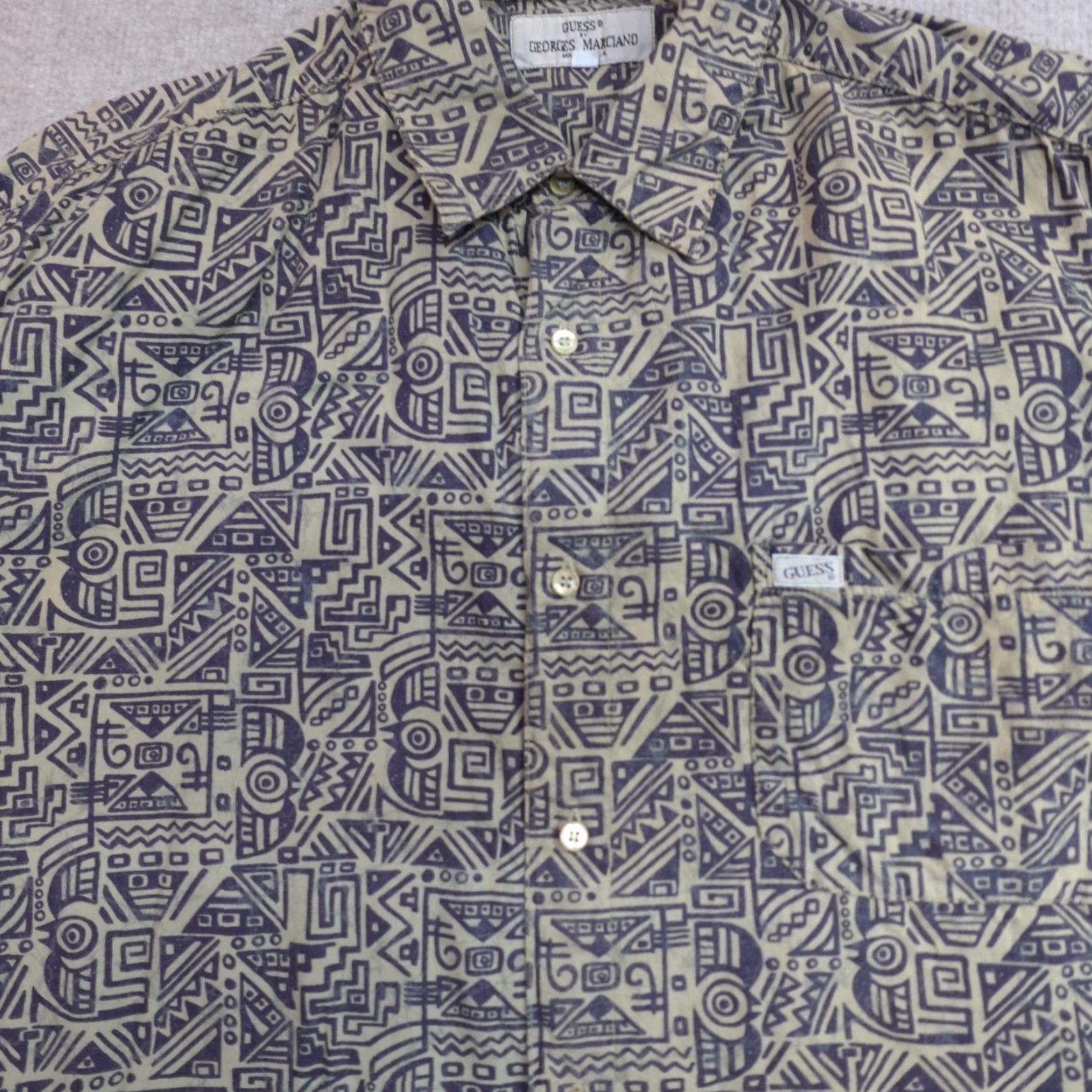 Vintage VINTAGE Guess Shirt Large Green Blue All Over Print George Marciano Shirt Size US L / EU 52-54 / 3 - 2 Thumbnail