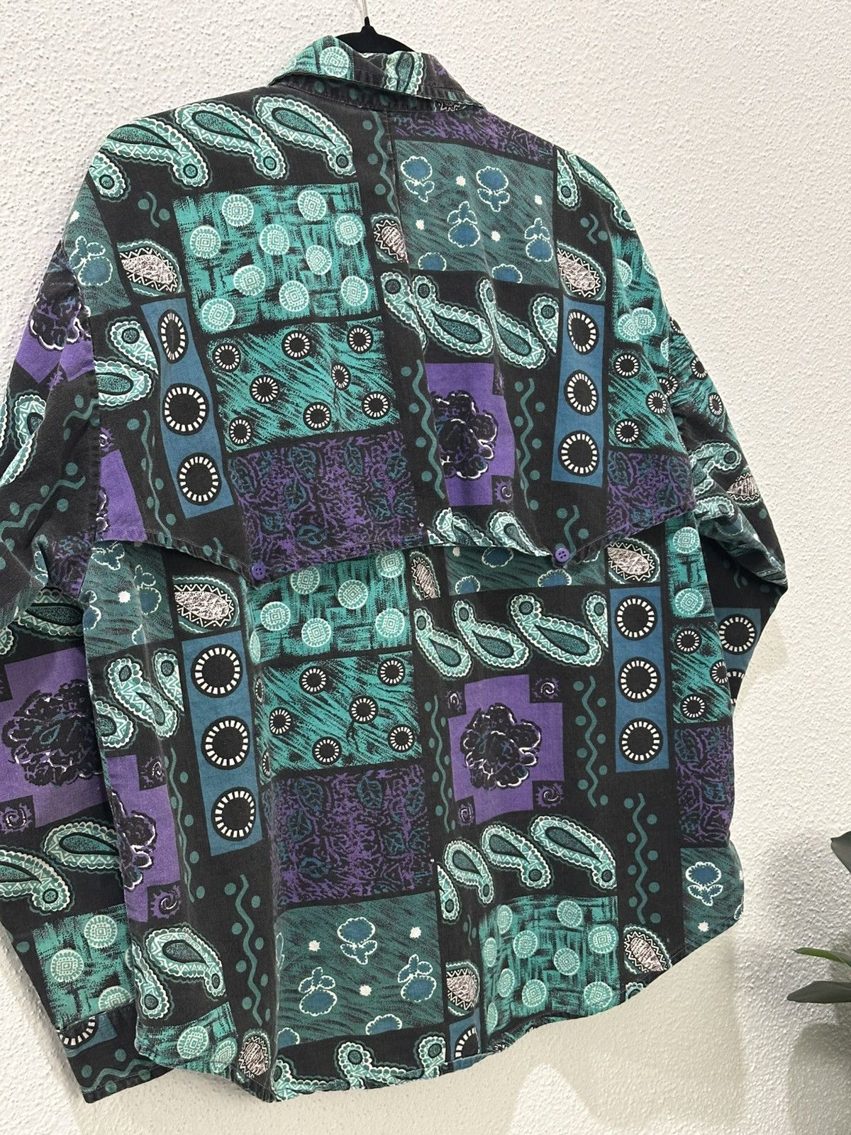 Other Vintage 80s Women’s Western Shirt Abstract Paisley Button Up Size XL / US 12-14 / IT 48-50 - 6 Thumbnail