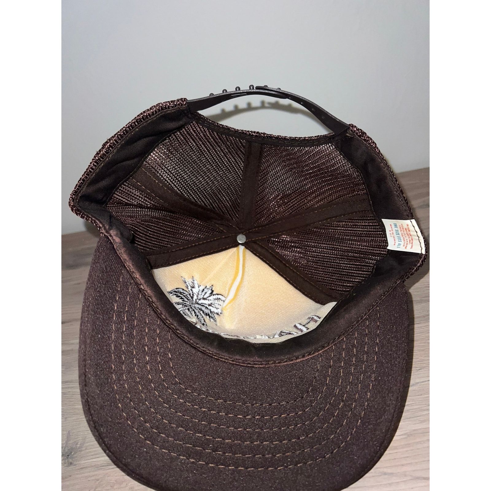 Vintage vintage Hawaii Palm Trees White Brown Hat Headwear vTG OS Size ONE SIZE - 7 Thumbnail