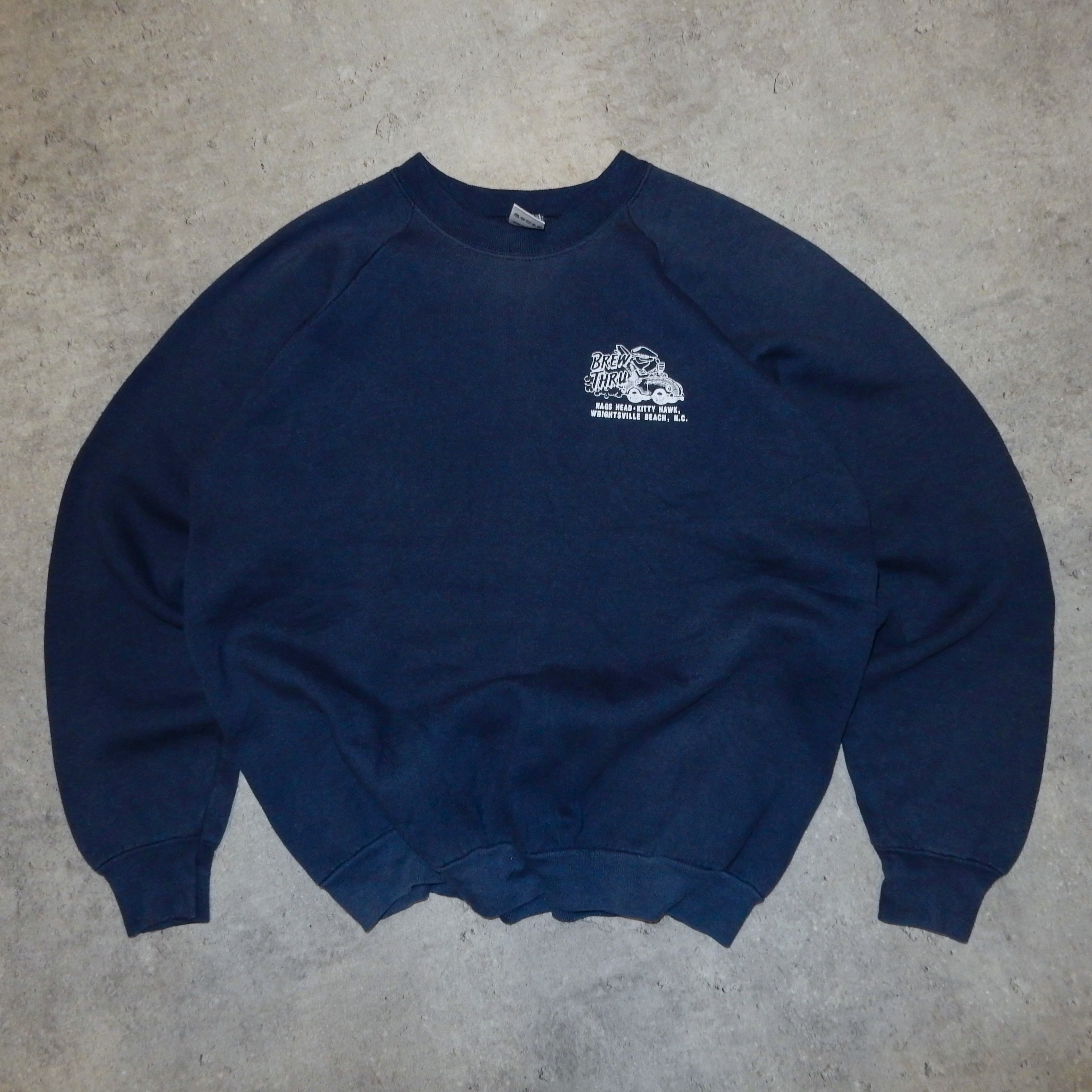 Fruit Of The Loom × Vintage Brew Thru vintage 90's FOTL navy sweatshirt - XL Size US XL / EU 56 / 4 - 2 Thumbnail