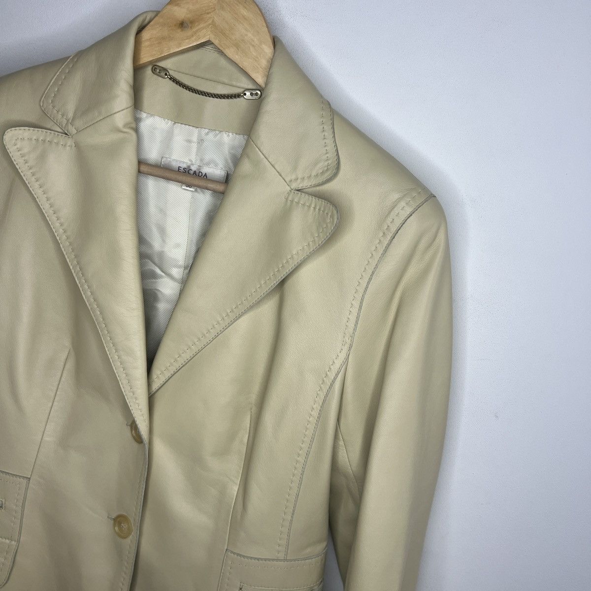 Escada Escada Nappa Leather Jacket Blazer Beige Luxury Size M / US 6-8 / IT 42-44 - 4 Thumbnail